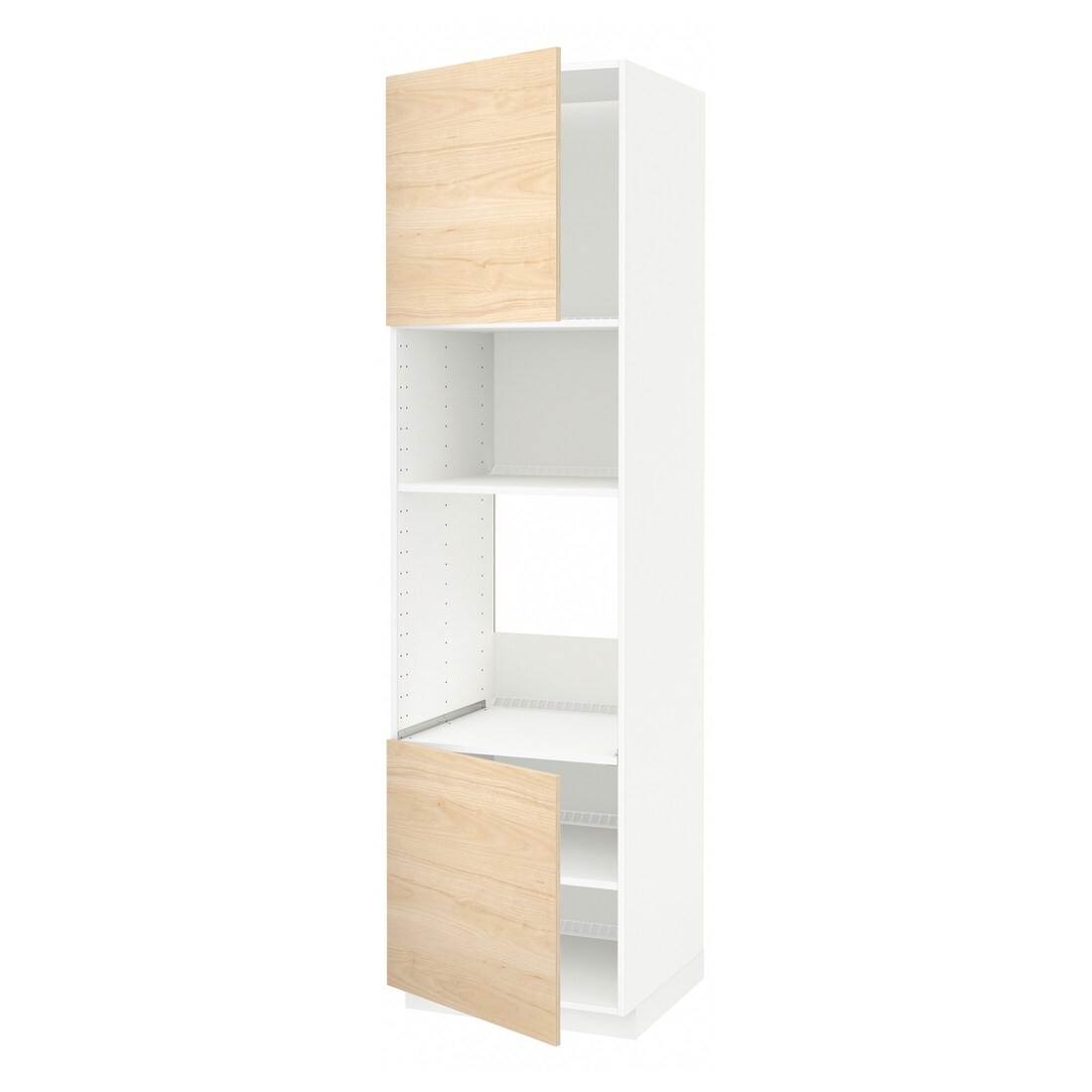 IKEA METOD МЕТОД Высокий шкаф для духовки / СВЧ, белый / Askersund узор светлый ясень, 60x60x220 см 39459950 | 394.599.50