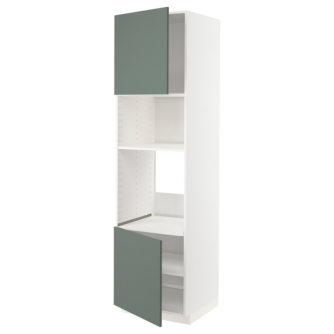 IKEA METOD МЕТОД Высокий шкаф для духовки / СВЧ, белый / Bodarp серо-зеленый, 60x60x220 см 89457642 | 894.576.42