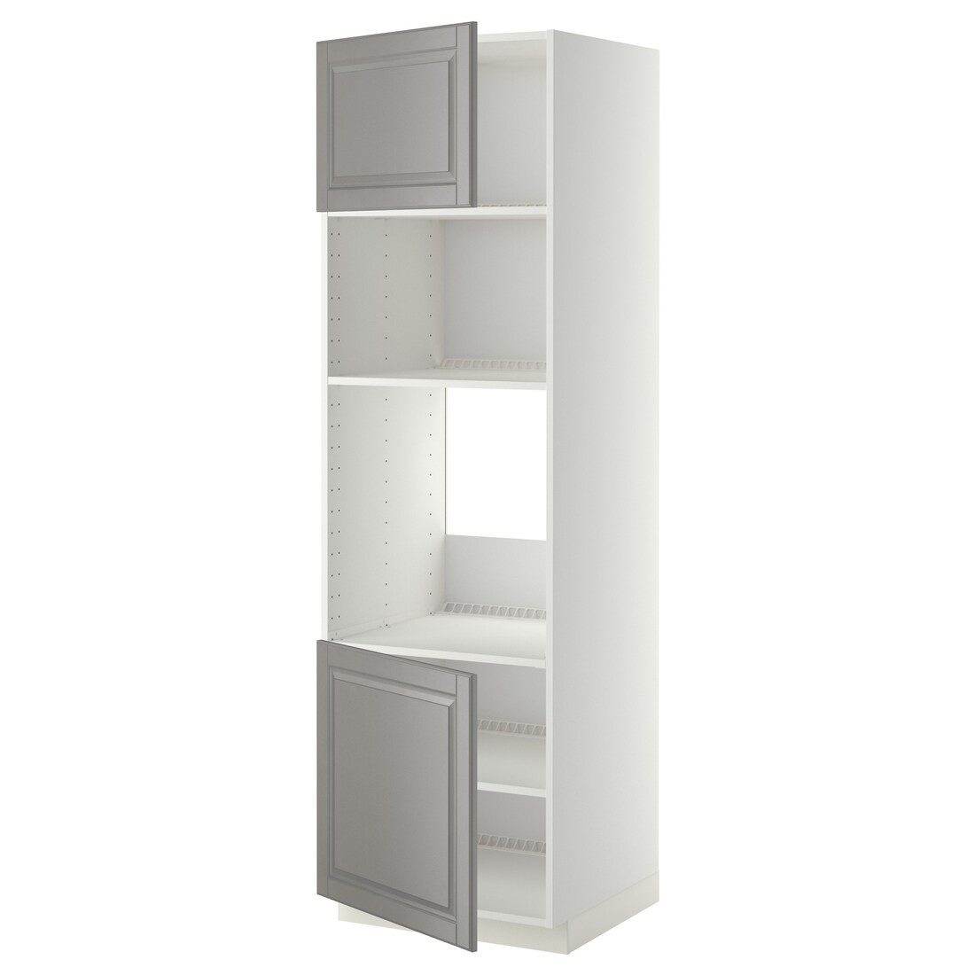 IKEA METOD МЕТОД Высокий шкаф для духовки / СВЧ, белый / Bodbyn серый, 60x60x200 см 69454545 | 694.545.45