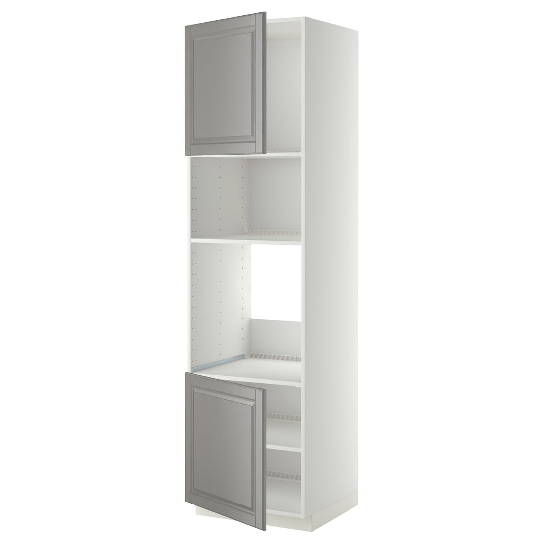 IKEA METOD МЕТОД Высокий шкаф для духовки / СВЧ, белый / Bodbyn серый, 60x60x220 см 59461462 | 594.614.62