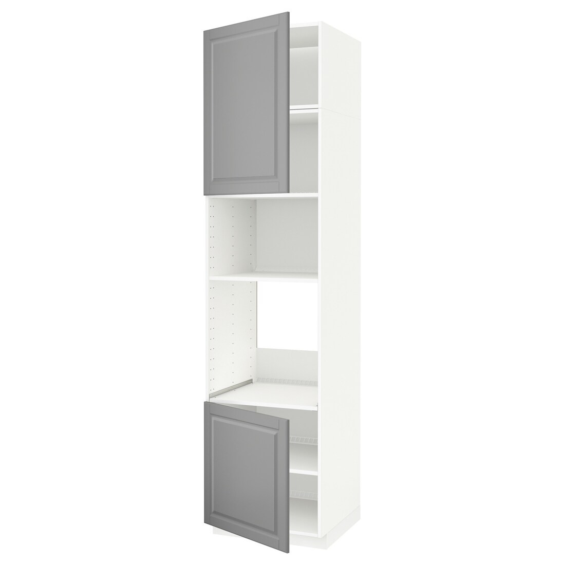 IKEA METOD МЕТОД Высокий шкаф для духовки / СВЧ, белый / Bodbyn серый, 60x60x240 см 39460920 | 394.609.20