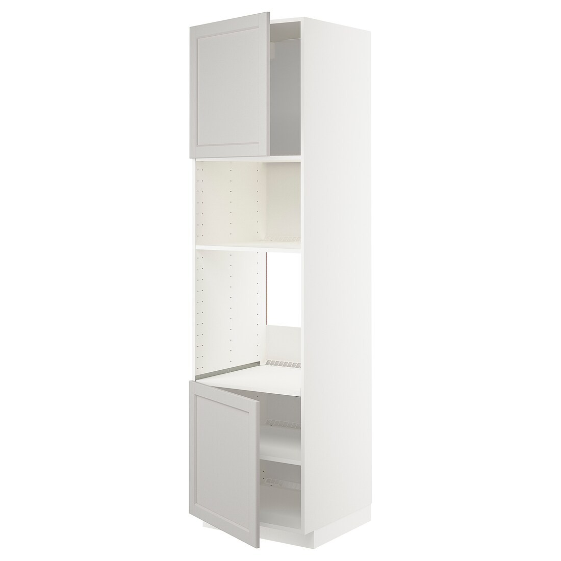 IKEA METOD МЕТОД Высокий шкаф для духовки / СВЧ, белый / Lerhyttan светло-серый, 60x60x220 см 89469720 | 894.697.20