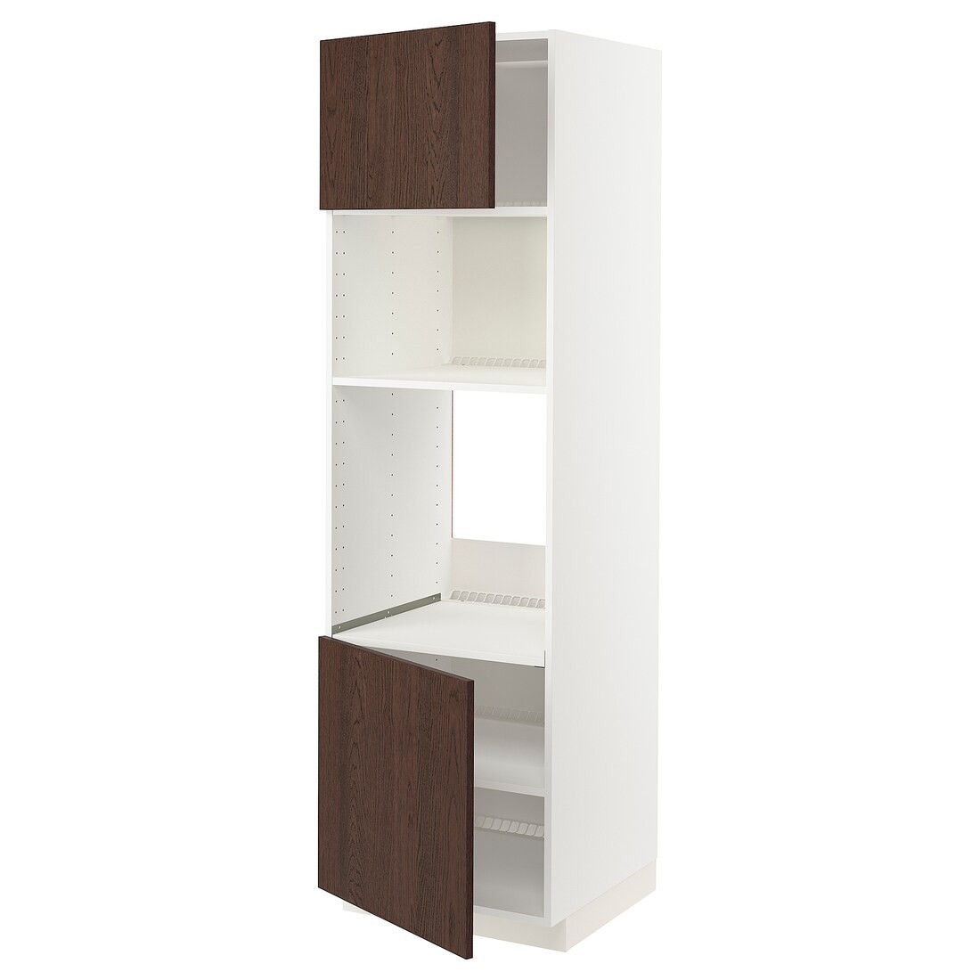 IKEA METOD МЕТОД Высокий шкаф для духовки / СВЧ, белый / Sinarp коричневый, 60x60x200 см 19461058 | 194.610.58