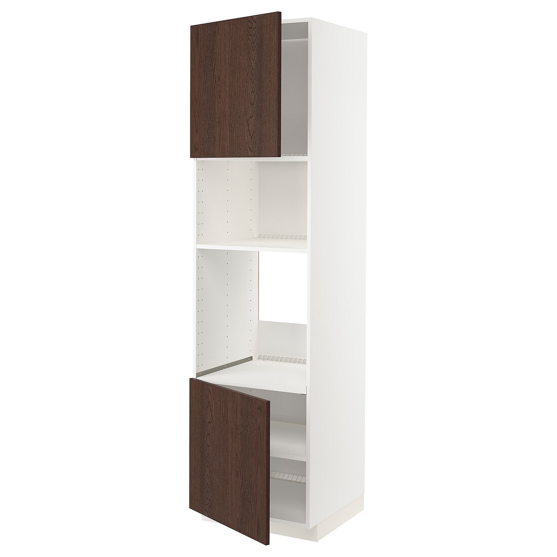 IKEA METOD МЕТОД Высокий шкаф для духовки / СВЧ, белый / Sinarp коричневый, 60x60x220 см 99465514 | 994.655.14