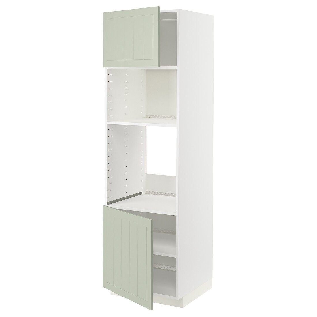 IKEA METOD МЕТОД Высокий шкаф для духовки / СВЧ, белый / Stensund светло-зеленый, 60x60x200 см 49486241 | 494.862.41
