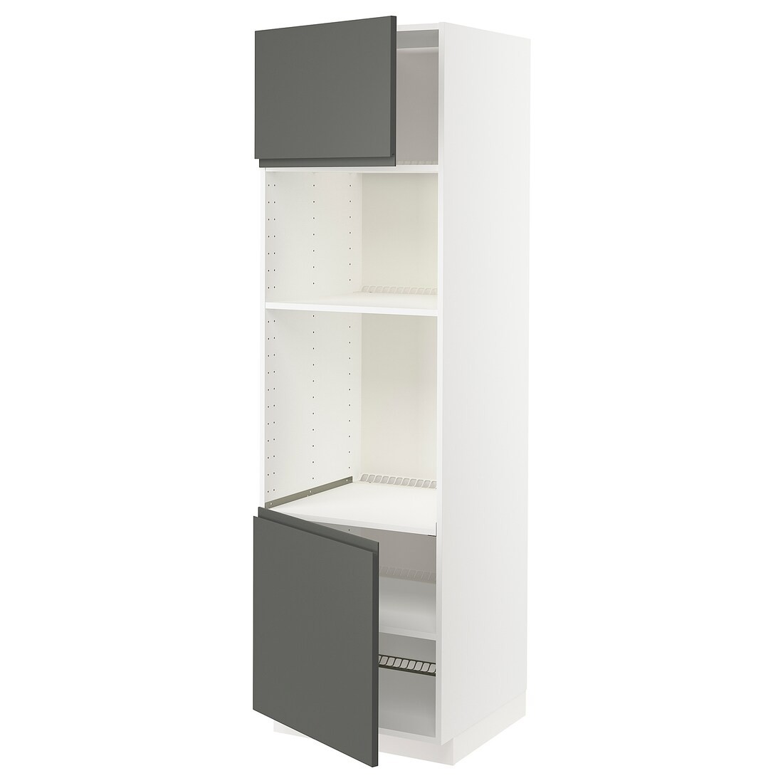 IKEA METOD МЕТОД Высокий шкаф для духовки / СВЧ, белый / Voxtorp темно-серый, 60x60x200 см 09464670 094.646.70