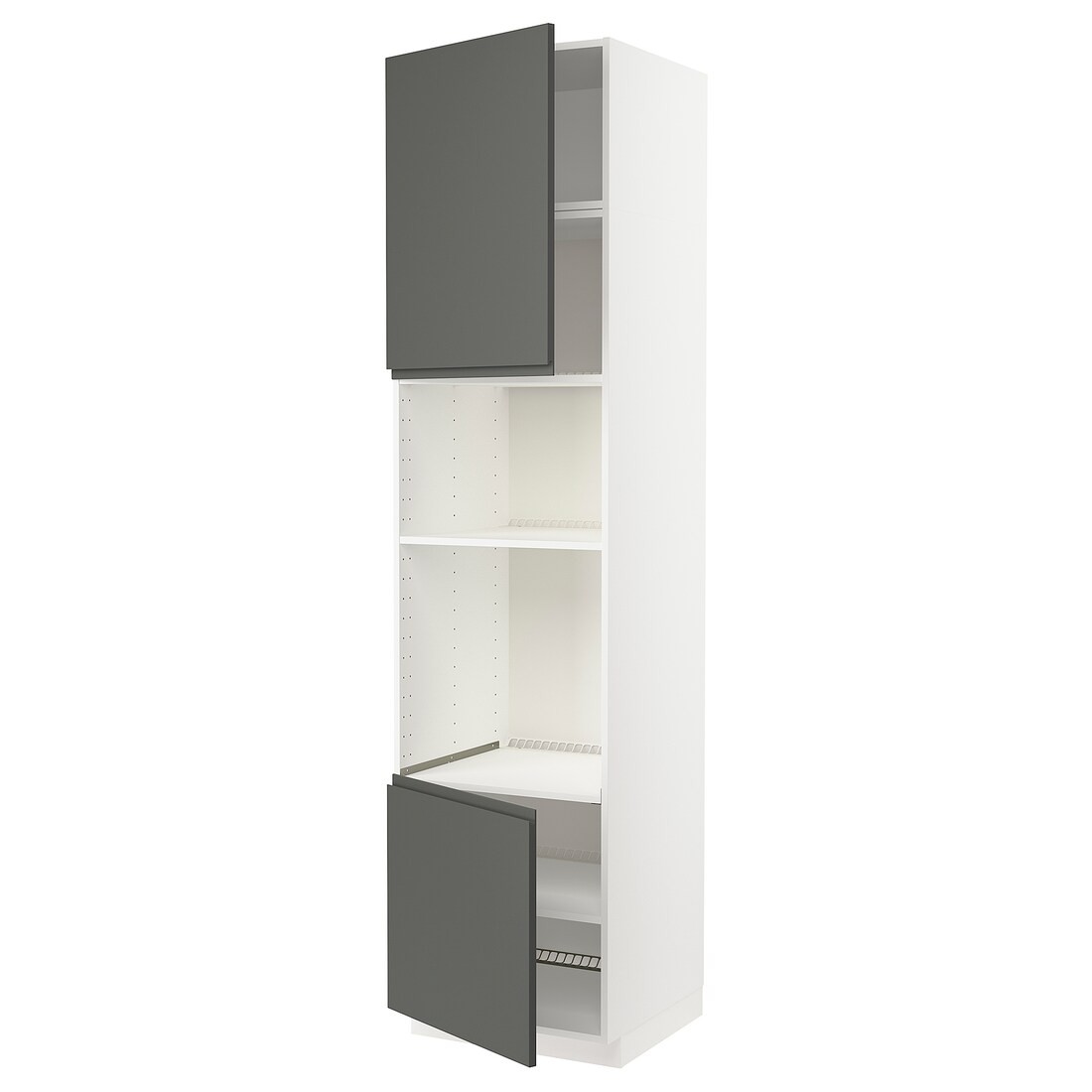 IKEA METOD МЕТОД Высокий шкаф для духовки / СВЧ, белый / Voxtorp темно-серый, 60x60x240 см 39457102 | 394.571.02