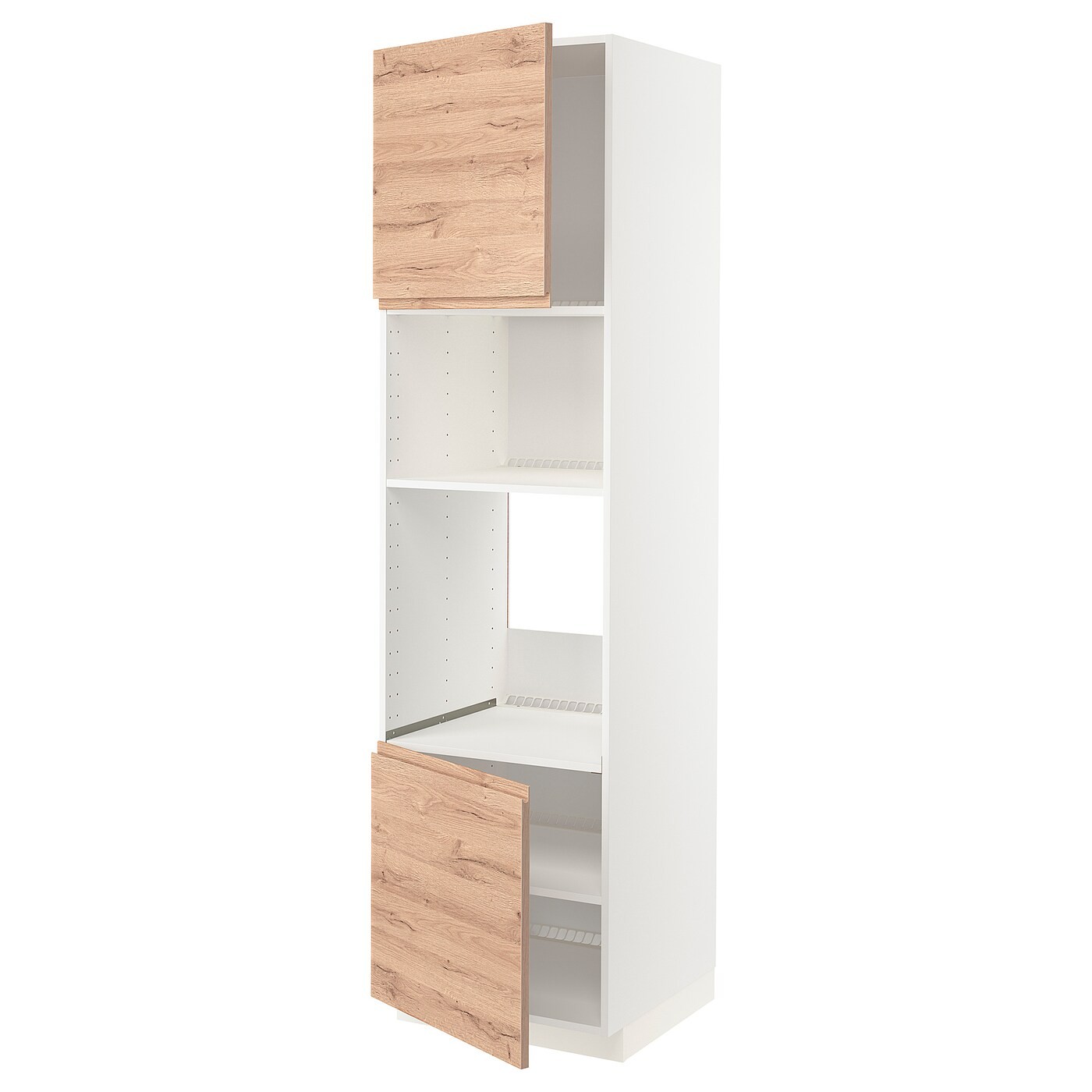IKEA METOD МЕТОД Высокий шкаф для духовки / СВЧ, белый / Voxtorp имитация дуб, 60x60x220 см 89458774 | 894.587.74