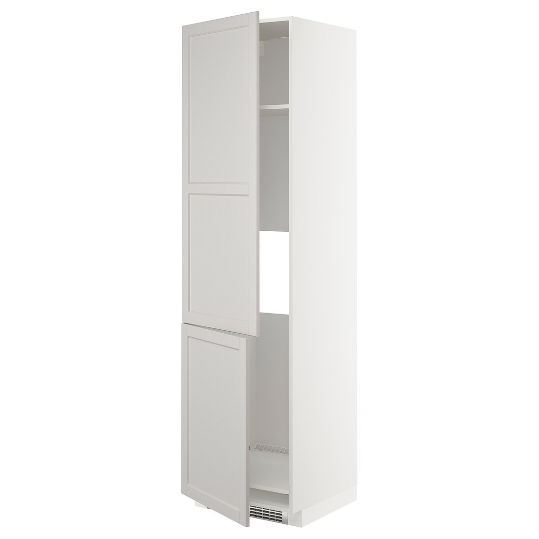 IKEA METOD МЕТОД Высокий шкаф для холодильника / морозильника / 2дверцы, белый / Lerhyttan светло-серый, 60x60x220 см 69274200 692.742.00