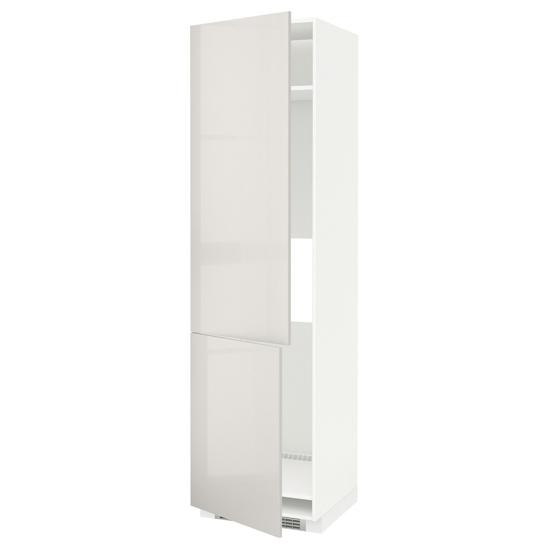 IKEA METOD МЕТОД Высокий шкаф для холодильника / морозильника / 2дверцы, белый / Ringhult светло-серый, 60x60x220 см 99142736 991.427.36