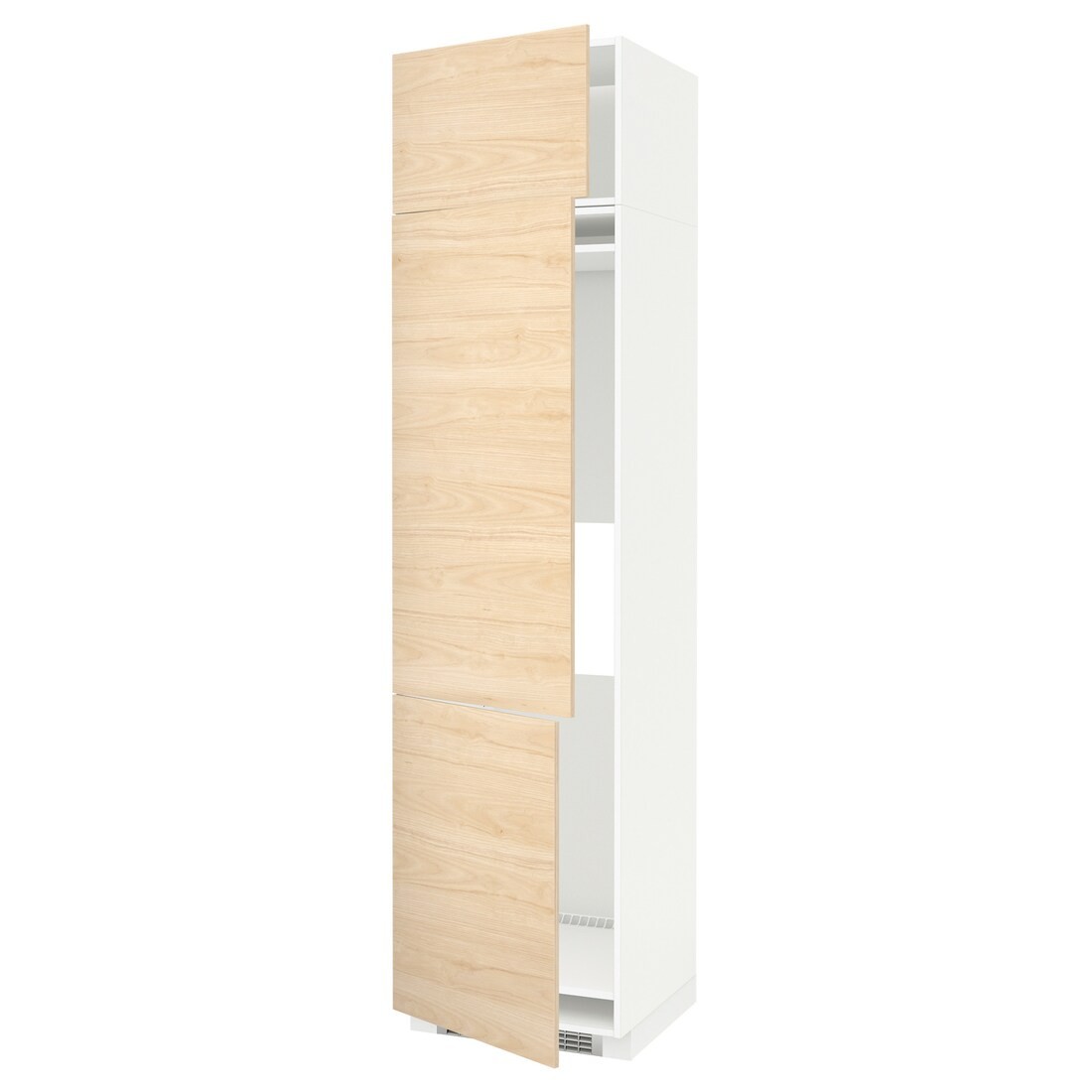 IKEA METOD МЕТОД Высокий шкаф для холодильника / морозильника / 3 дверцы, белый / Askersund узор светлый ясень, 60x60x240 см 29462811 | 294.628.11