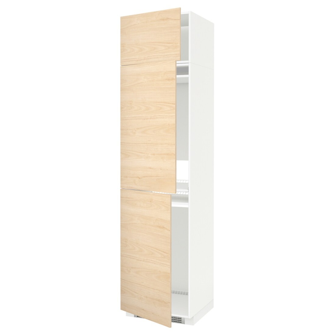 IKEA METOD МЕТОД Высокий шкаф для холодильника / морозильника / 3 дверцы, белый / Askersund узор светлый ясень, 60x60x240 см 49452477 | 494.524.77