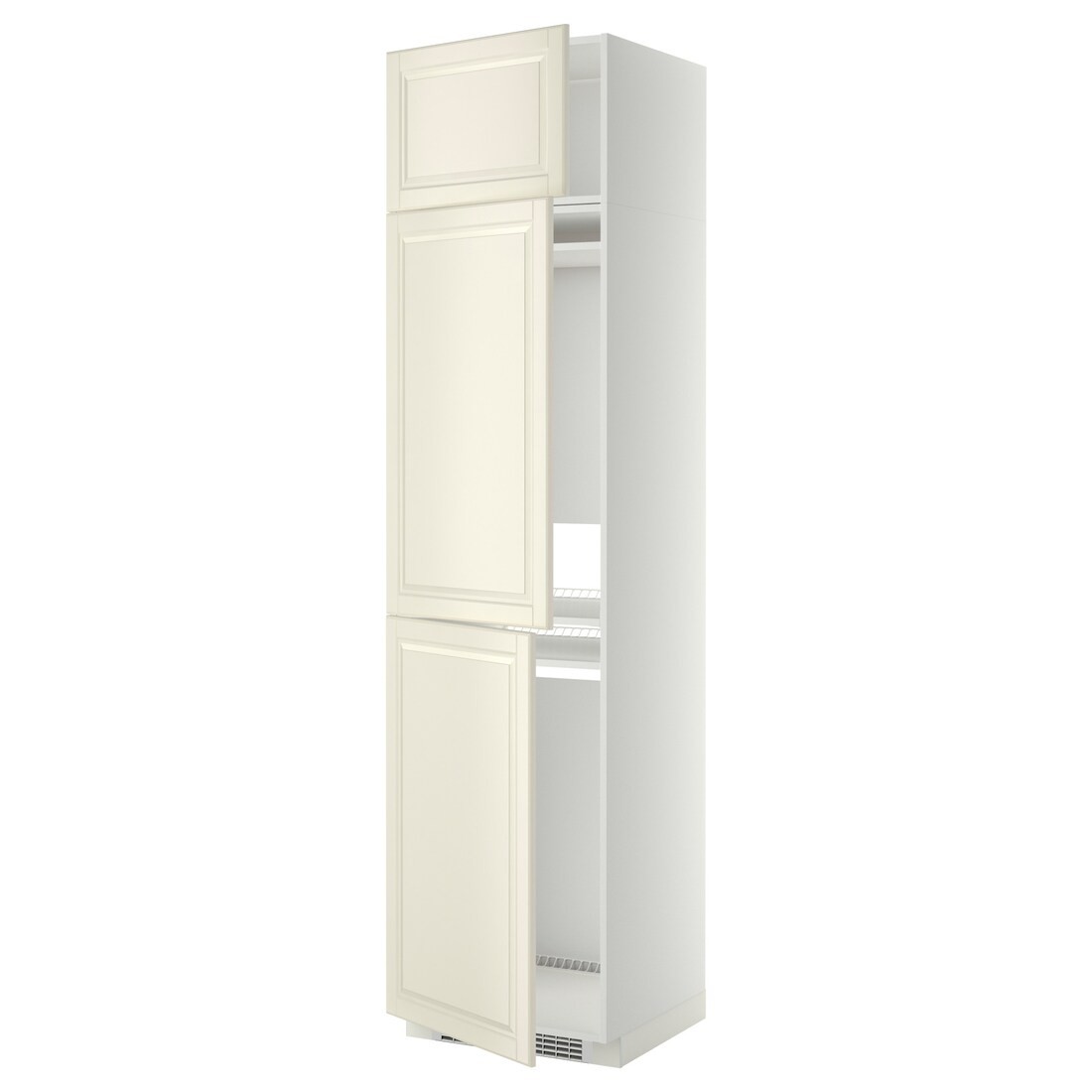 IKEA METOD МЕТОД Высокий шкаф для холодильника / морозильника / 3 дверцы, белый / Bodbyn кремовый, 60x60x240 см 29469884 294.698.84