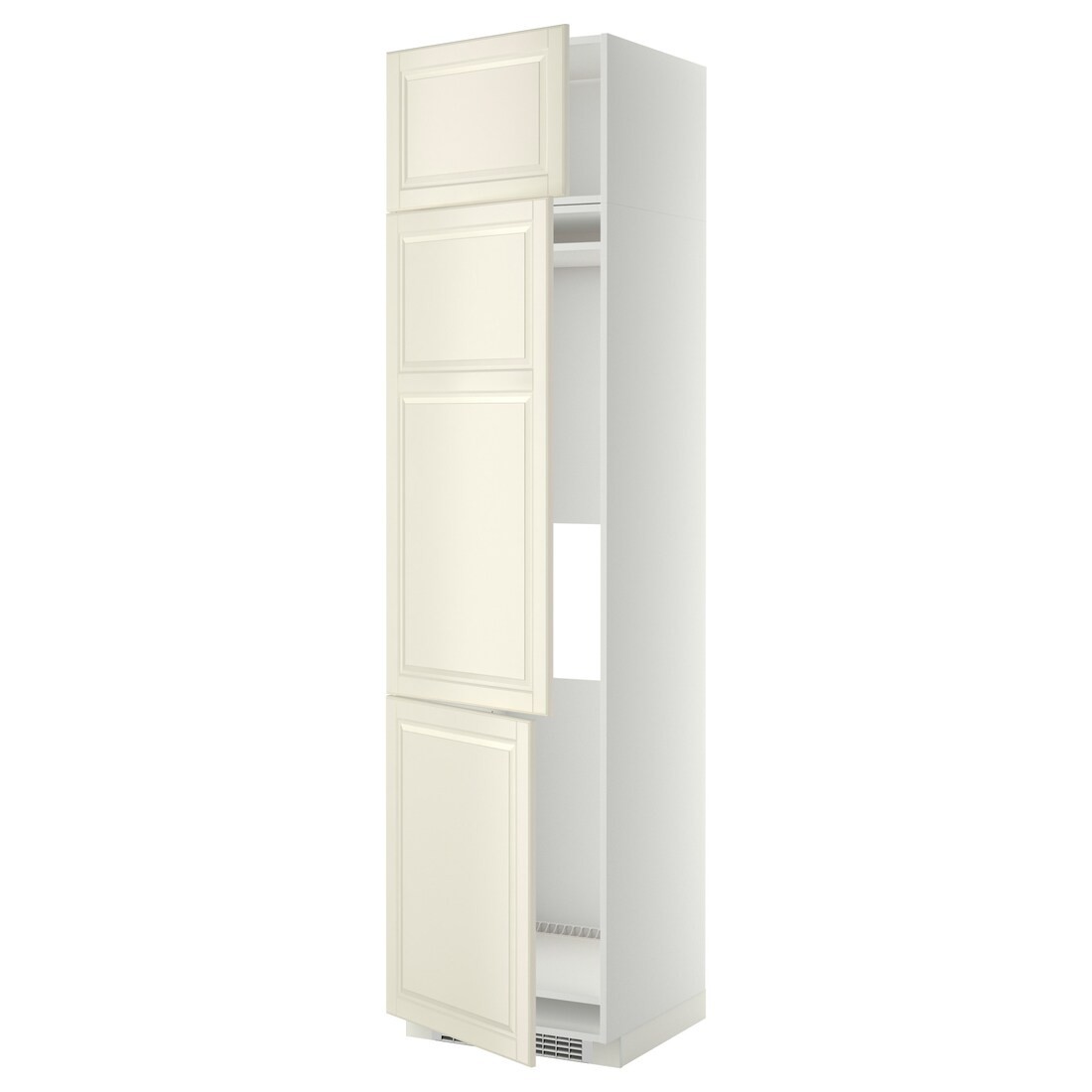IKEA METOD МЕТОД Высокий шкаф для холодильника / морозильника / 3 дверцы, белый / Bodbyn кремовый, 60x60x240 см 59462579 594.625.79