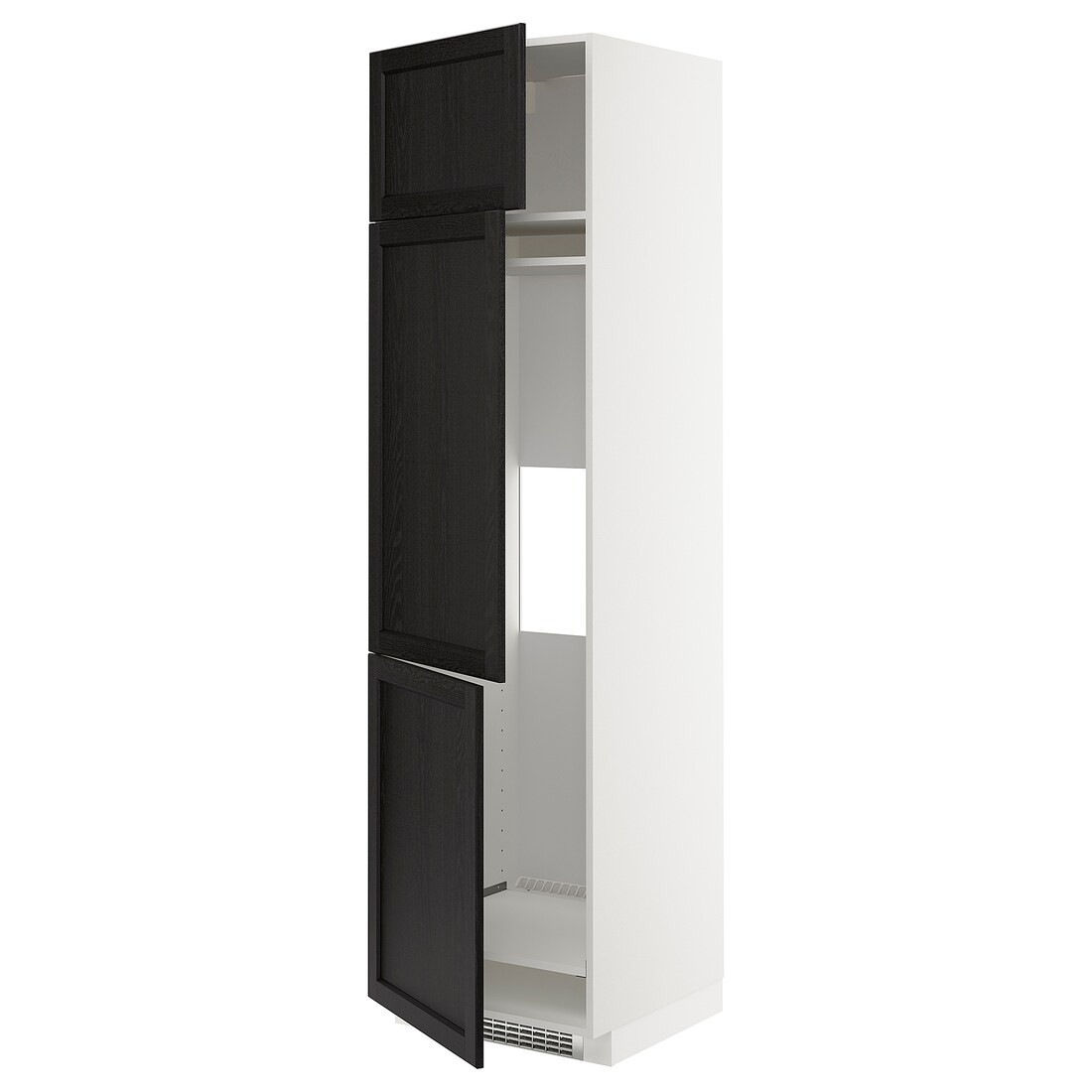 IKEA METOD МЕТОД Высокий шкаф для холодильника / морозильника / 3 дверцы, белый / Lerhyttan черная морилка, 60x60x220 см 89466420 | 894.664.20