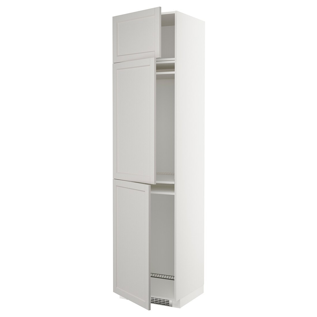 IKEA METOD МЕТОД Высокий шкаф для холодильника / морозильника / 3 дверцы, белый / Lerhyttan светло-серый, 60x60x240 см 19464537 194.645.37