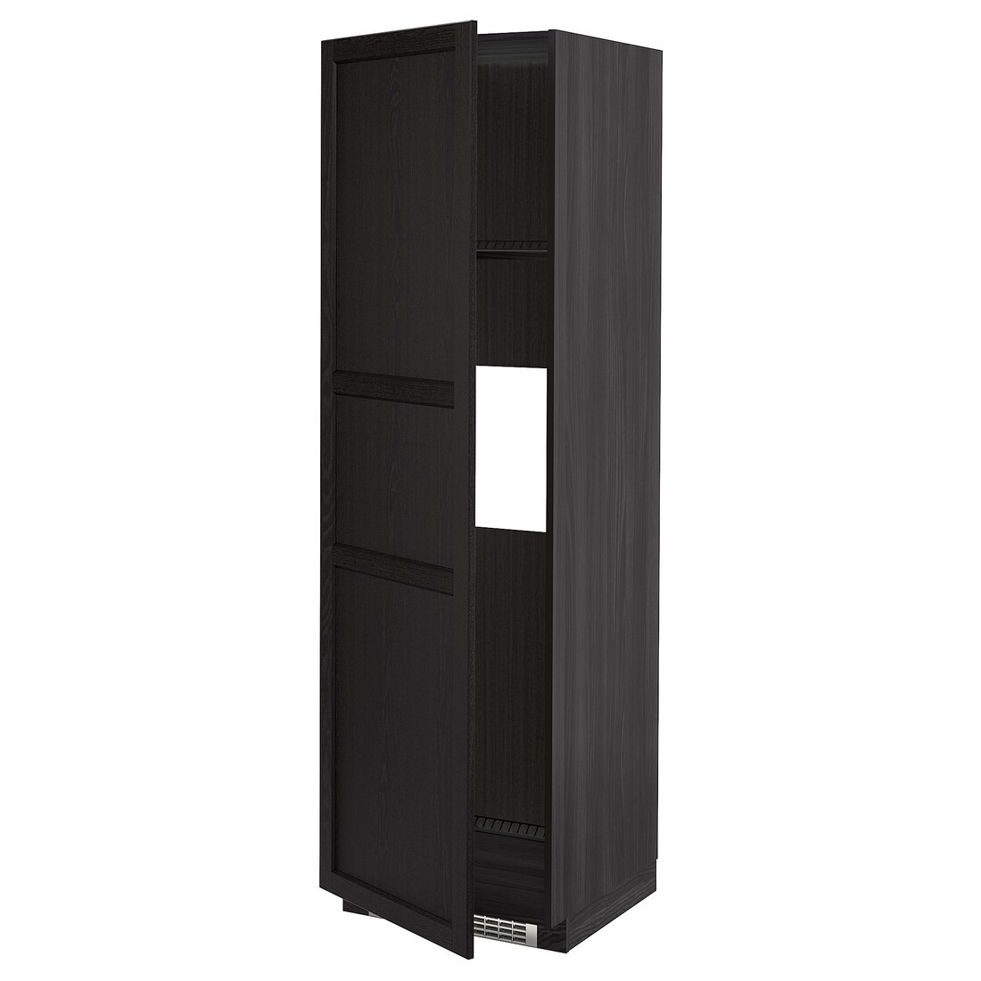 IKEA METOD МЕТОД Высокий шкаф для холодильника или морозильника с дверцей, черный / Lerhyttan черная морилка, 60x60x200 см 59260736 | 592.607.36