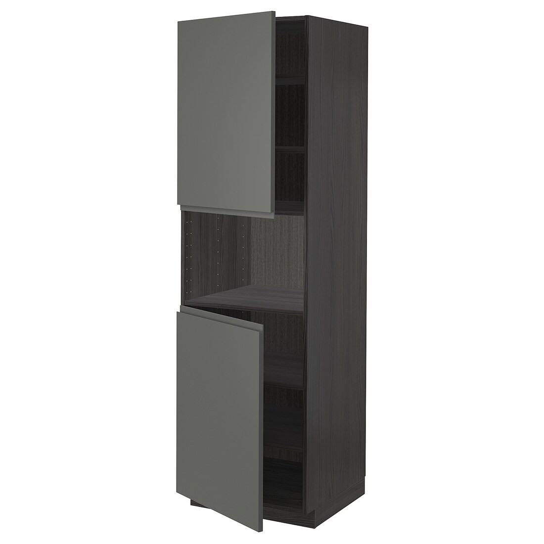 IKEA METOD МЕТОД Высокий шкаф для СВЧ / 2 дверцы / полки, черный / Voxtorp темно-серый, 60x60x200 см 09462058 | 094.620.58