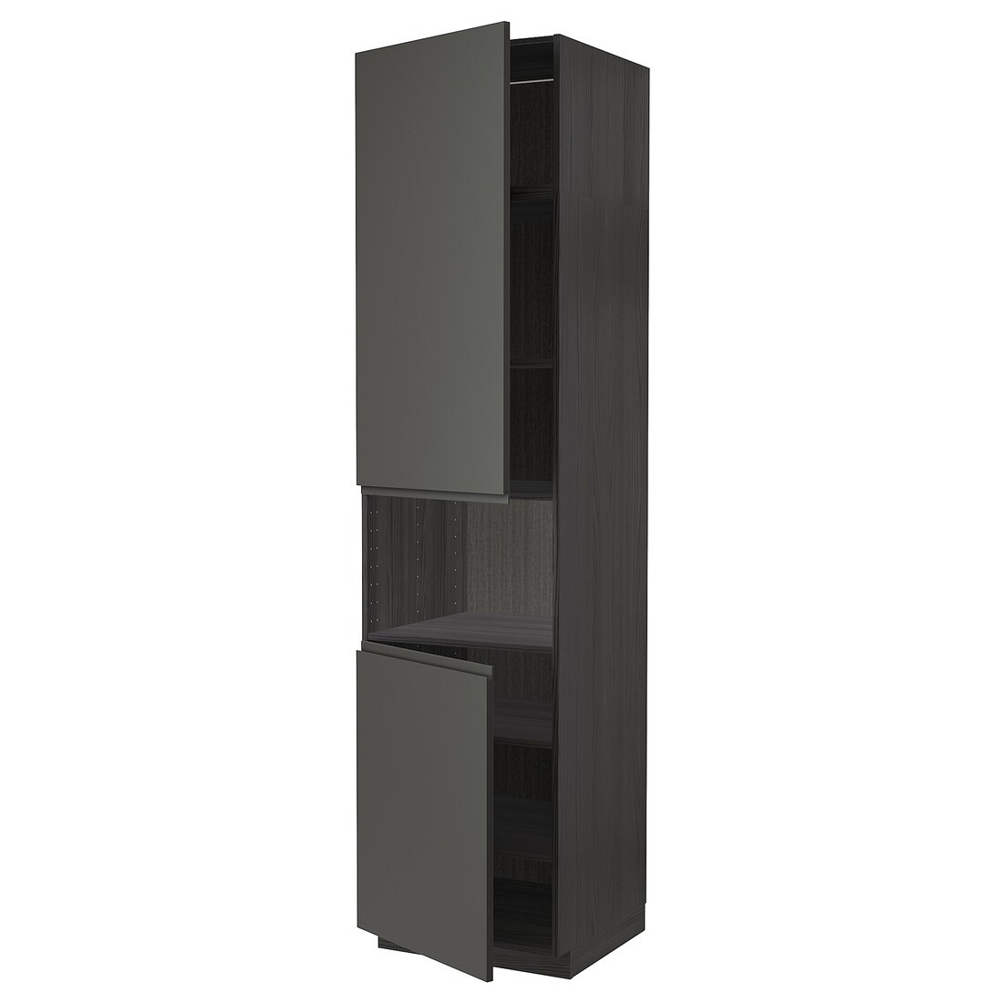 IKEA METOD МЕТОД Высокий шкаф для СВЧ / 2 дверцы / полки, черный / Voxtorp темно-серый, 60x60x240 см 49462914 494.629.14