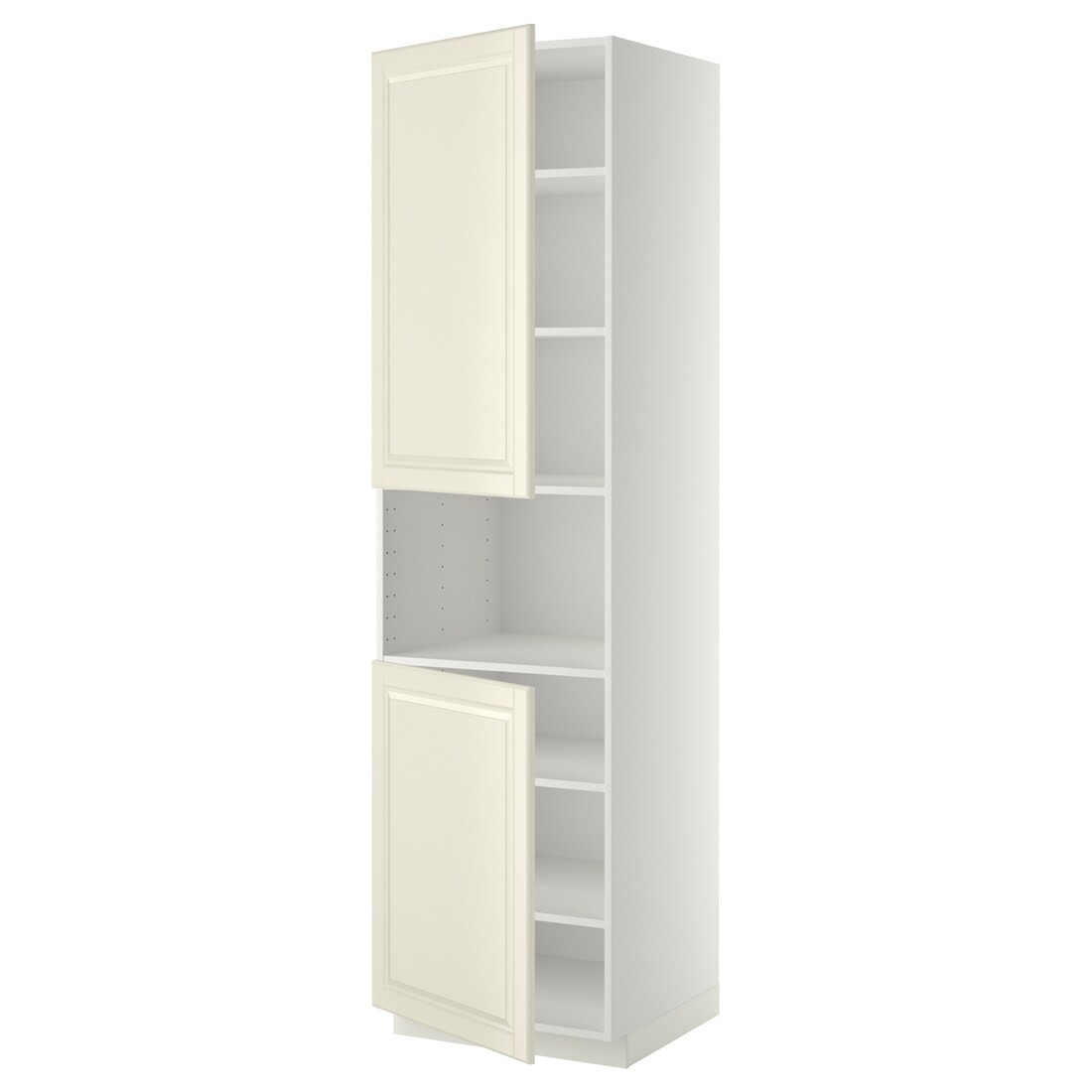 IKEA METOD МЕТОД Высокий шкаф для СВЧ / 2 дверцы / полки, белый / Bodbyn кремовый, 60x60x220 см 79464520 | 794.645.20