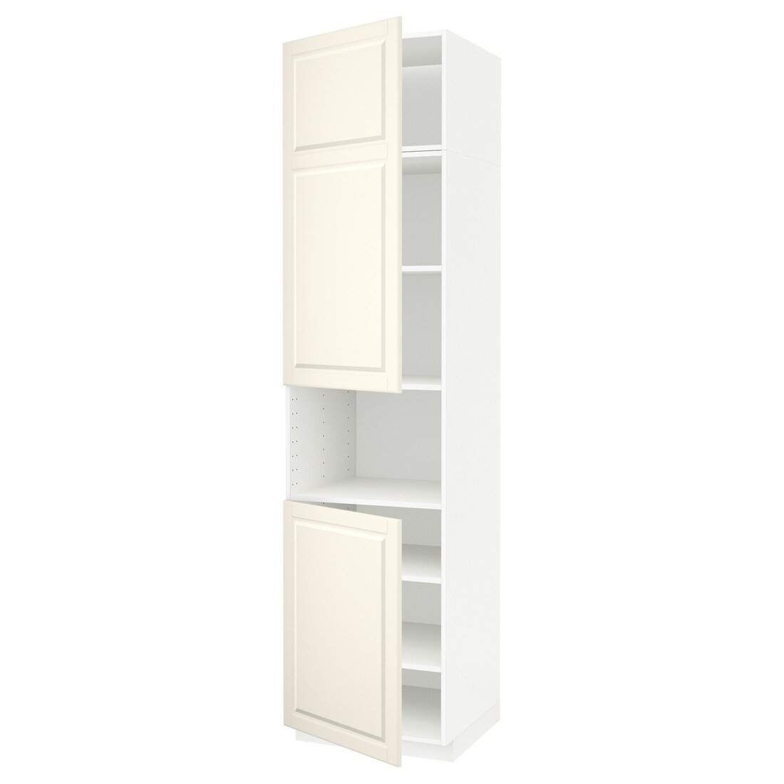 IKEA METOD МЕТОД Высокий шкаф для СВЧ / 2 дверцы / полки, белый / Bodbyn кремовый, 60x60x240 см 69456648 | 694.566.48