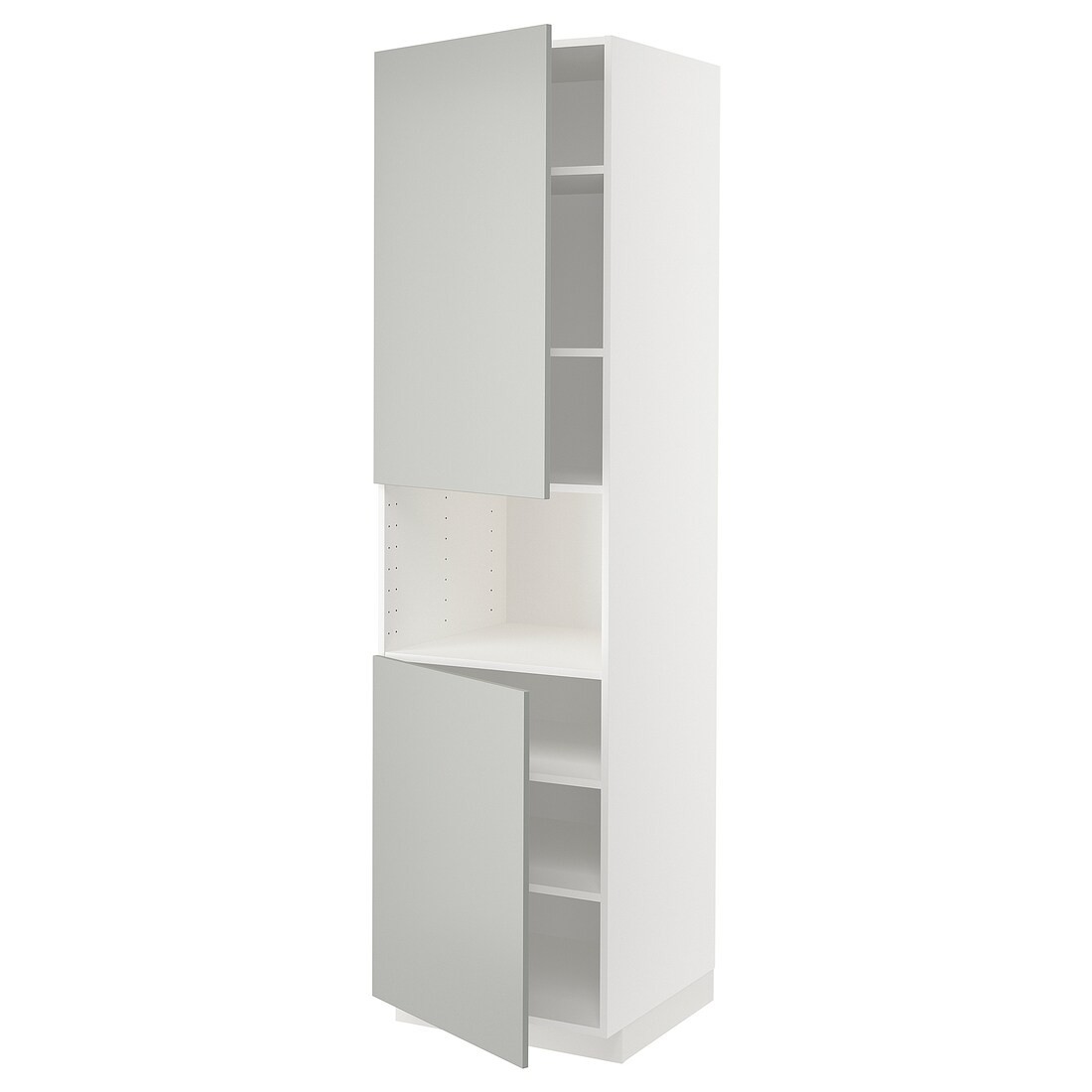 IKEA METOD Высокий шкаф для СВЧ / 2 дверцы / полки, белый / Хавсторп светло-серый, 60x60x220 см 79538205 | 795.382.05