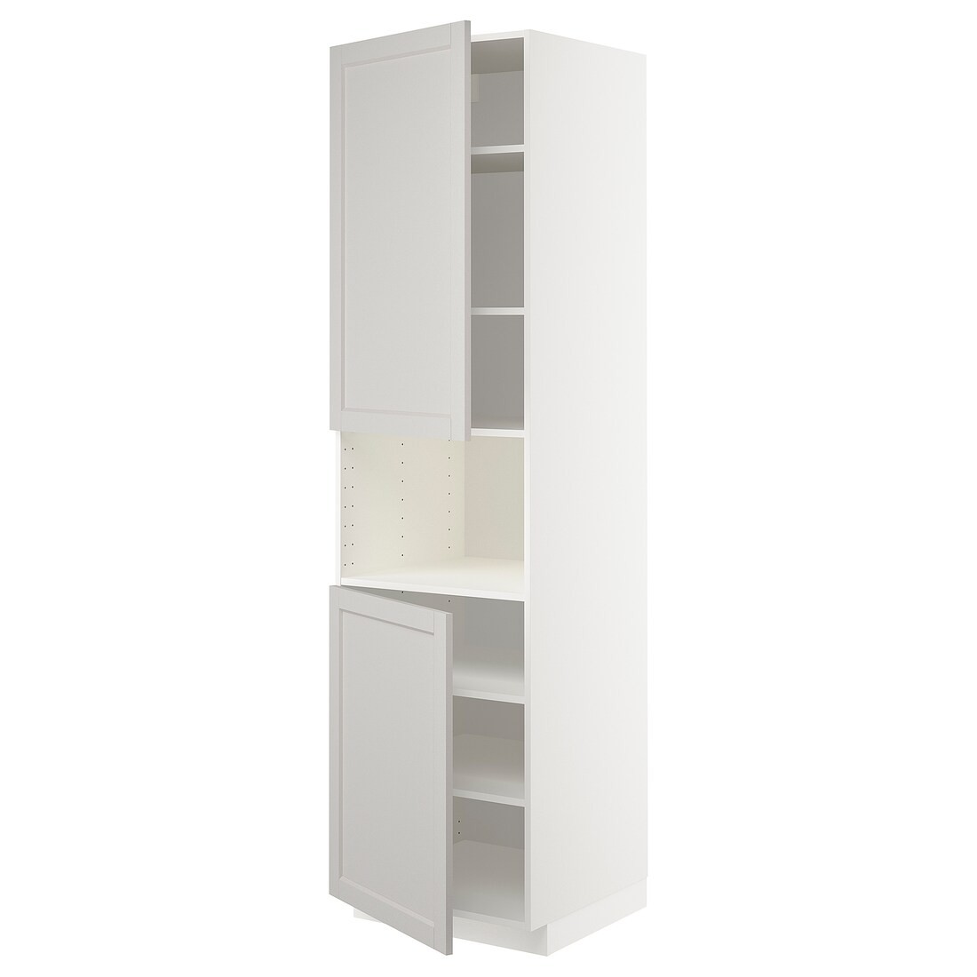 IKEA METOD МЕТОД Высокий шкаф для СВЧ / 2 дверцы / полки, белый / Lerhyttan светло-серый, 60x60x220 см 79458958 | 794.589.58