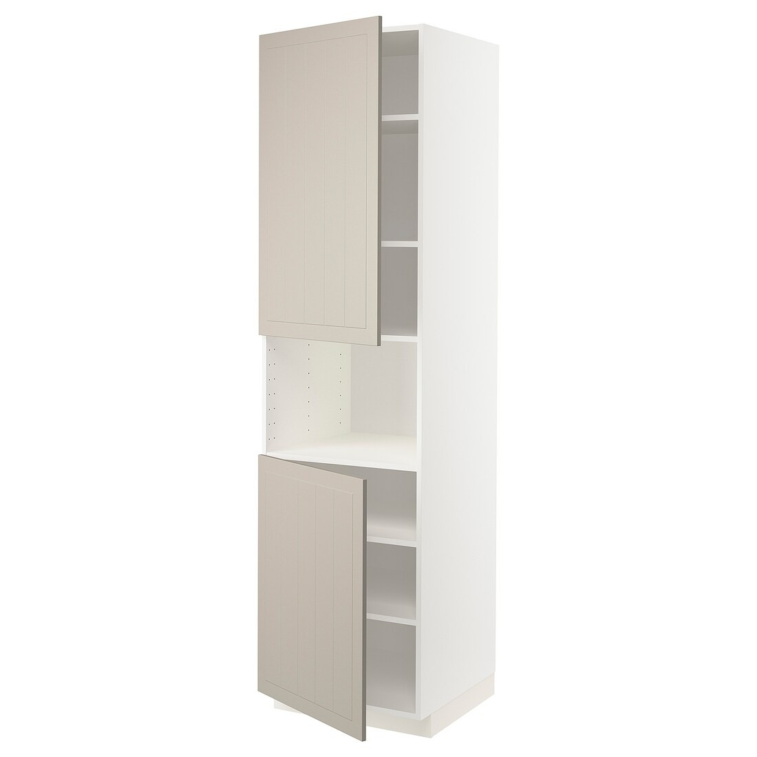 IKEA METOD МЕТОД Высокий шкаф для СВЧ / 2 дверцы / полки, белый / Stensund бежевый, 60x60x220 см 79456011 | 794.560.11