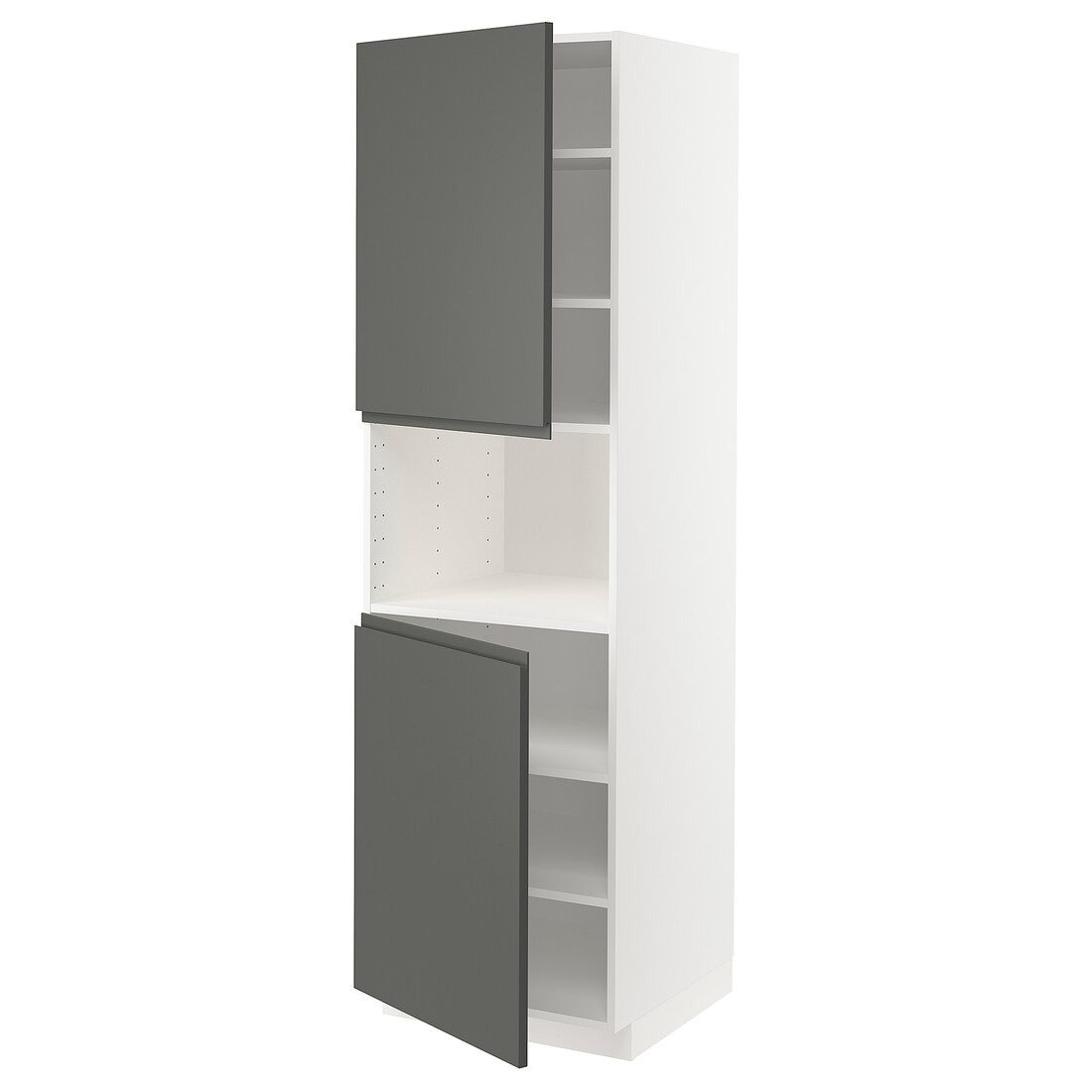 IKEA METOD МЕТОД Высокий шкаф для СВЧ / 2 дверцы / полки, белый / Voxtorp темно-серый, 60x60x200 см 09465735 | 094.657.35