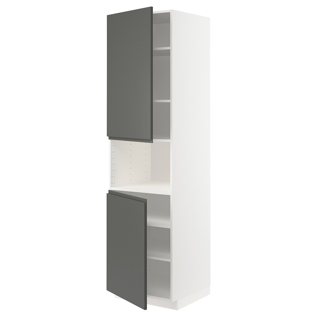IKEA METOD МЕТОД Высокий шкаф для СВЧ / 2 дверцы / полки, белый / Voxtorp темно-серый, 60x60x220 см 69455903 | 694.559.03