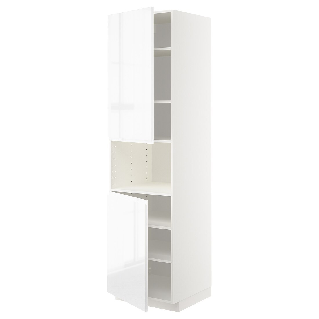 IKEA METOD МЕТОД Высокий шкаф для СВЧ / 2 дверцы / полки, белый / Voxtorp глянцевый / белый, 60x60x220 см 49459412 | 494.594.12