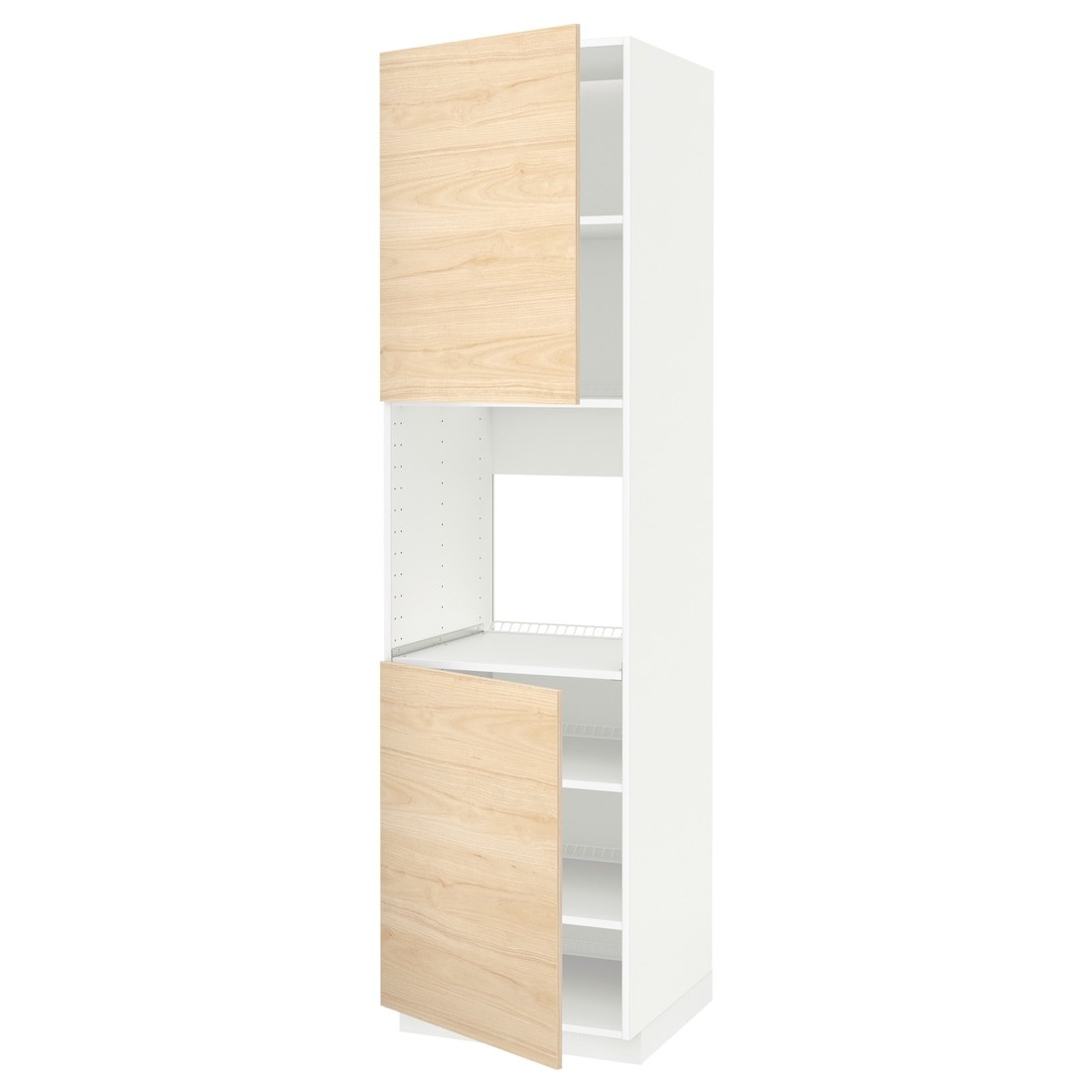 IKEA METOD МЕТОД Высок шкаф для духовки / 2 дверцы / полки, белый / Askersund узор светлый ясень, 60x60x220 см 49469958 | 494.699.58