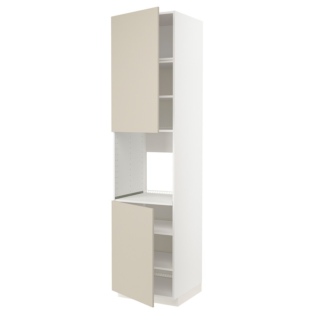 IKEA METOD МЕТОД Высок шкаф для духовки / 2 дверцы / полки, белый / Havstorp бежевый, 60x60x240 см 59460599 | 594.605.99