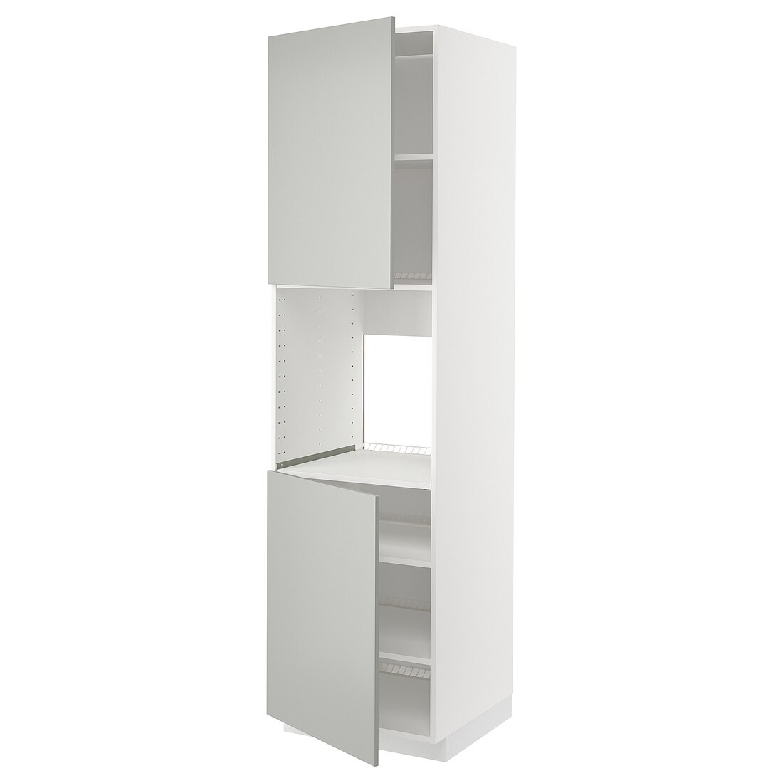 IKEA METOD Высок шкаф для духовки / 2 дверцы / полки, белый / Хавсторп светло-серый, 60x60x220 см 89538573 | 895.385.73