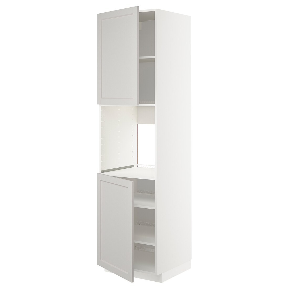 IKEA METOD МЕТОД Высок шкаф для духовки / 2 дверцы / полки, белый / Lerhyttan светло-серый, 60x60x220 см 39468563 | 394.685.63
