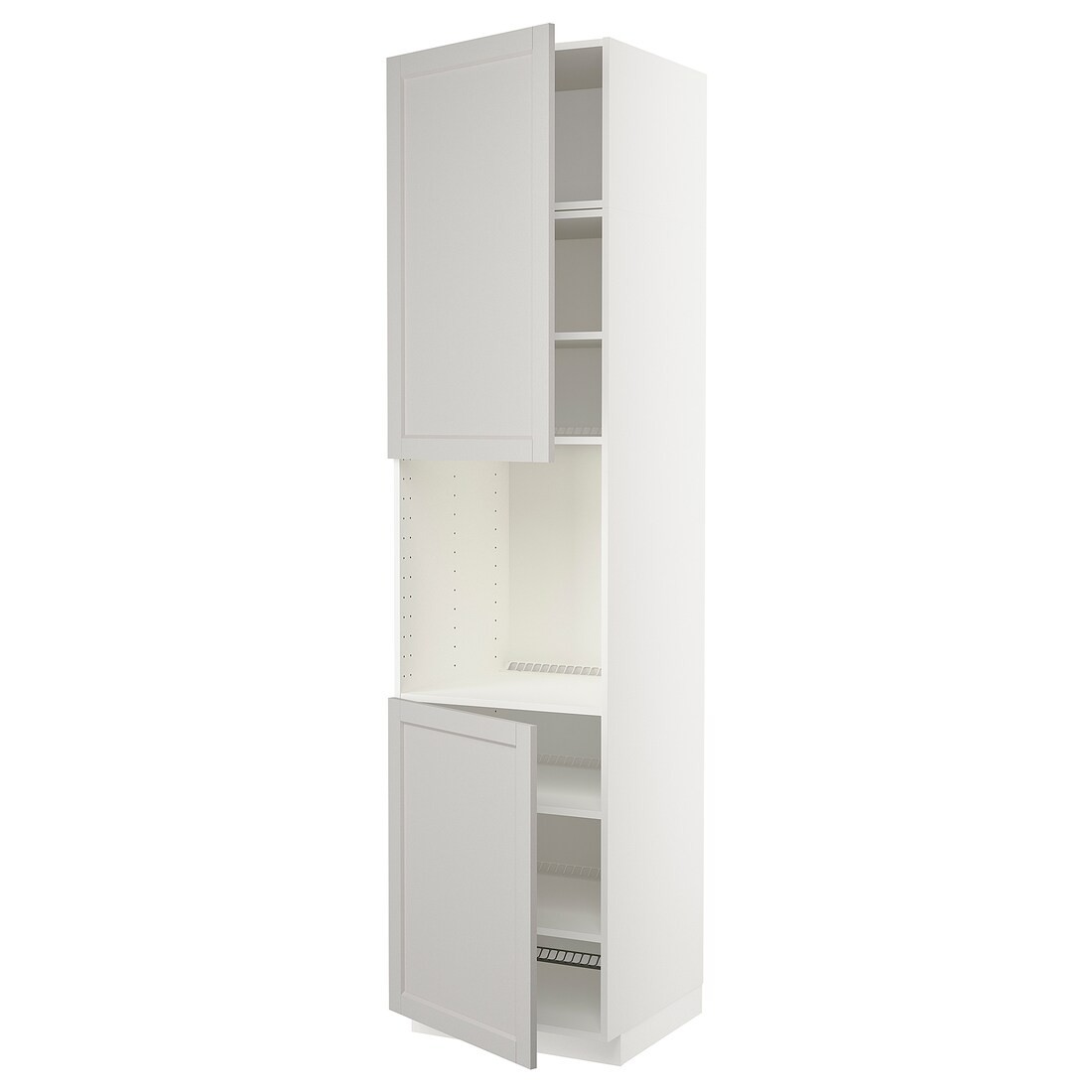 IKEA METOD МЕТОД Высок шкаф для духовки / 2 дверцы / полки, белый / Lerhyttan светло-серый, 60x60x240 см 29463354 | 294.633.54