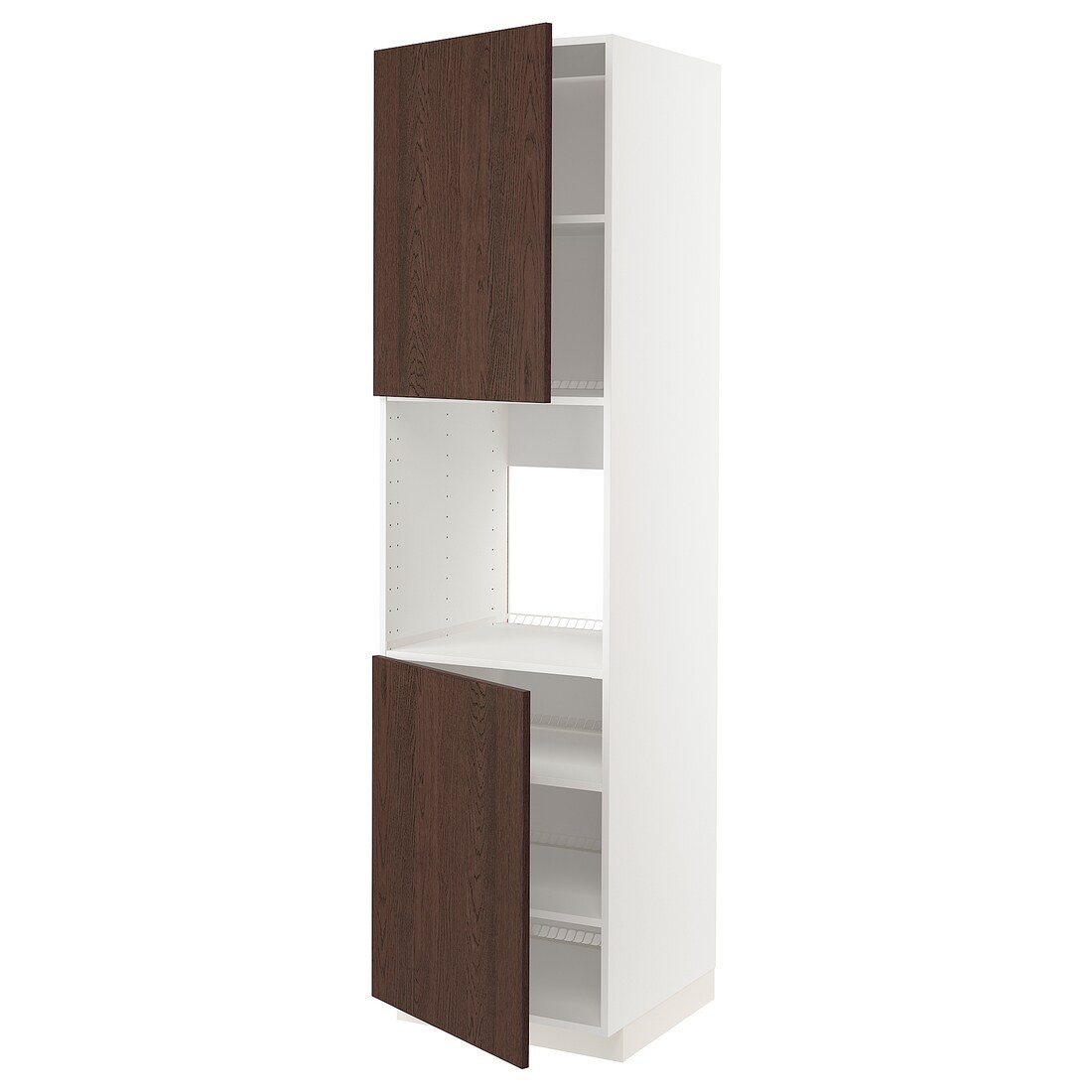 IKEA METOD МЕТОД Высок шкаф для духовки / 2 дверцы / полки, белый / Sinarp коричневый, 60x60x220 см 89459486 | 894.594.86