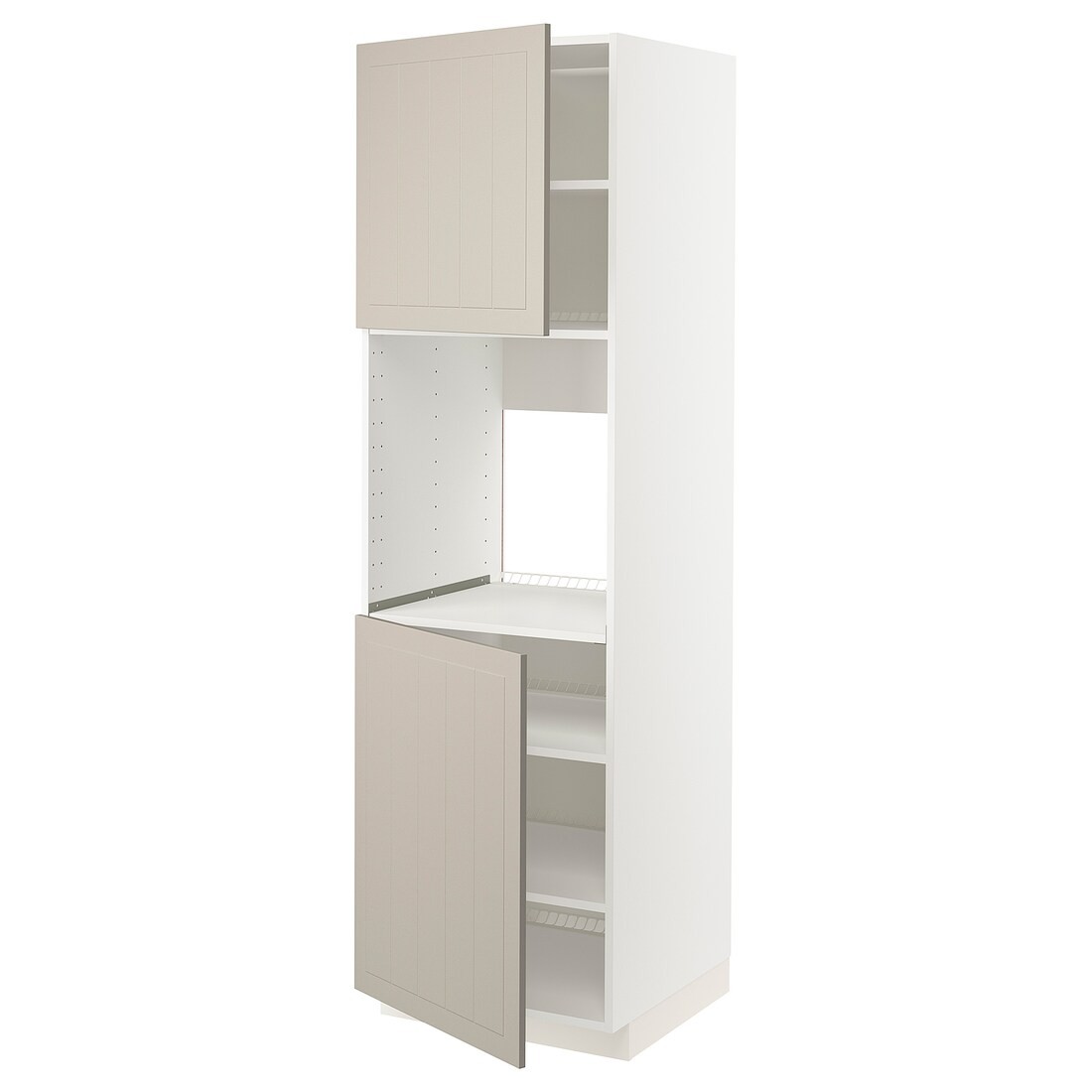 IKEA METOD МЕТОД Высок шкаф для духовки / 2 дверцы / полки, белый / Stensund бежевый, 60x60x200 см 49464098 | 494.640.98