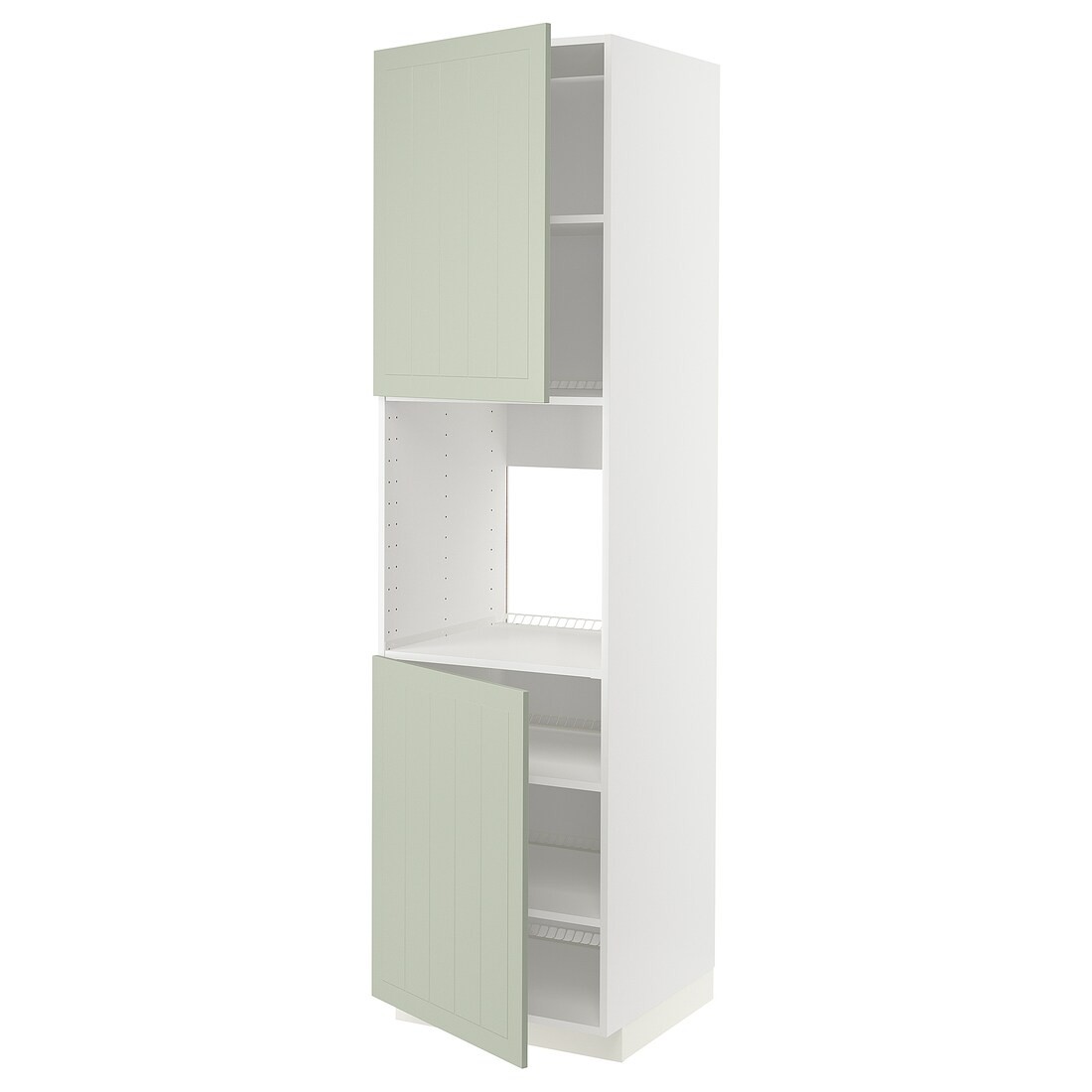 IKEA METOD МЕТОД Высок шкаф для духовки / 2 дверцы / полки, белый / Stensund светло-зеленый, 60x60x220 см 69487560 | 694.875.60