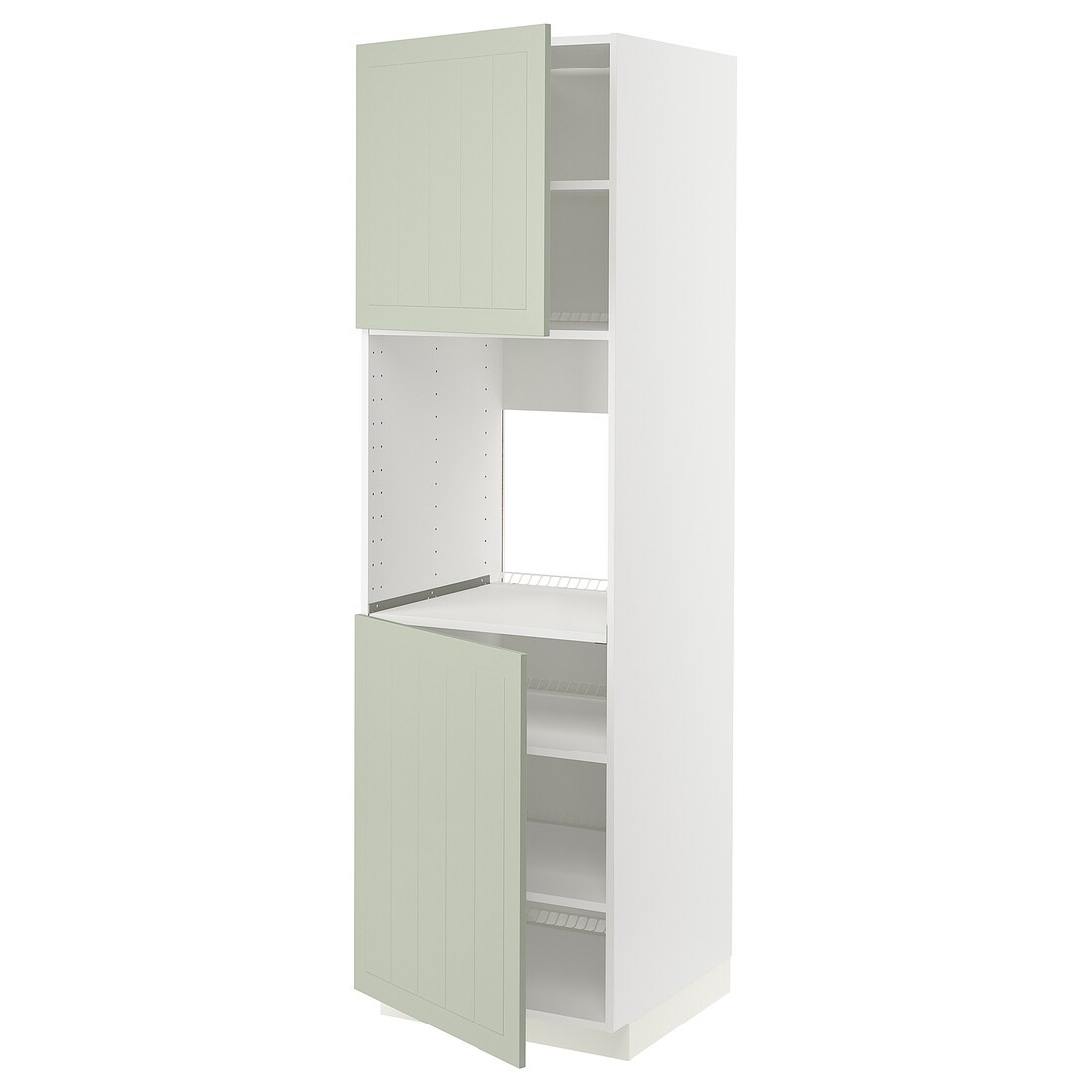 IKEA METOD МЕТОД Высок шкаф для духовки / 2 дверцы / полки, белый / Stensund светло-зеленый, 60x60x200 см 09486653 | 094.866.53