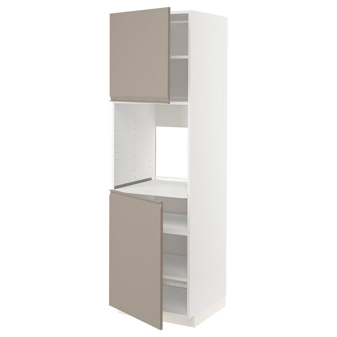 IKEA METOD МЕТОД Высок шкаф для духовки / 2 дверцы / полки, белый / Upplöv матовый темно-бежевый, 60x60x200 см 79491967 | 794.919.67