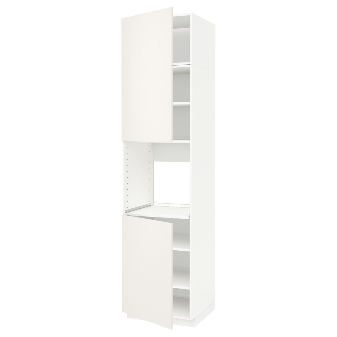 IKEA METOD МЕТОД Высок шкаф для духовки / 2 дверцы / полки, белый / Veddinge белый, 60x60x240 см 29458164 | 294.581.64