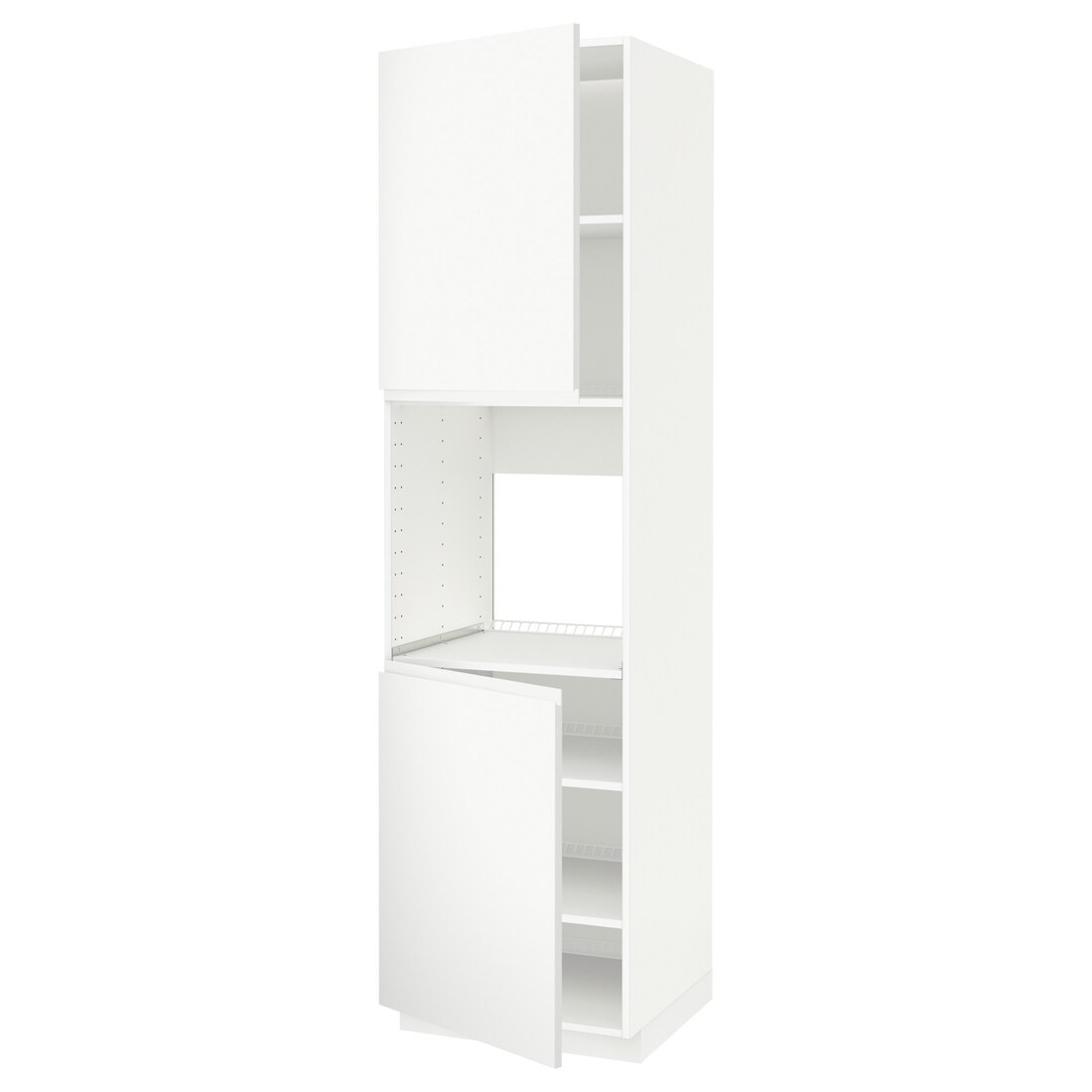 IKEA METOD МЕТОД Высок шкаф для духовки / 2 дверцы / полки, белый / Voxtorp матовый белый, 60x60x220 см 69469207 | 694.692.07