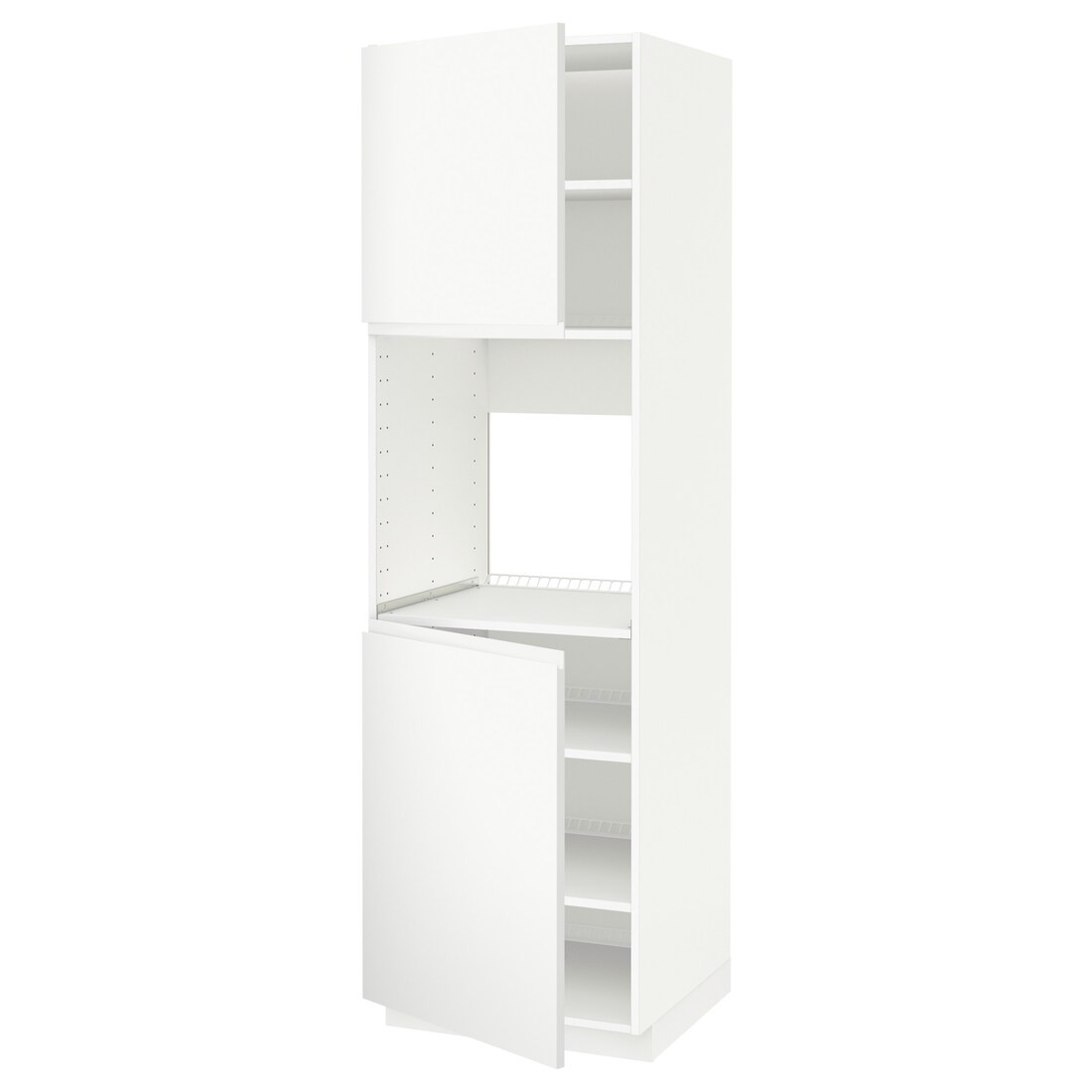 IKEA METOD МЕТОД Высок шкаф для духовки / 2 дверцы / полки, белый / Voxtorp матовый белый, 60x60x200 см 09464298 | 094.642.98