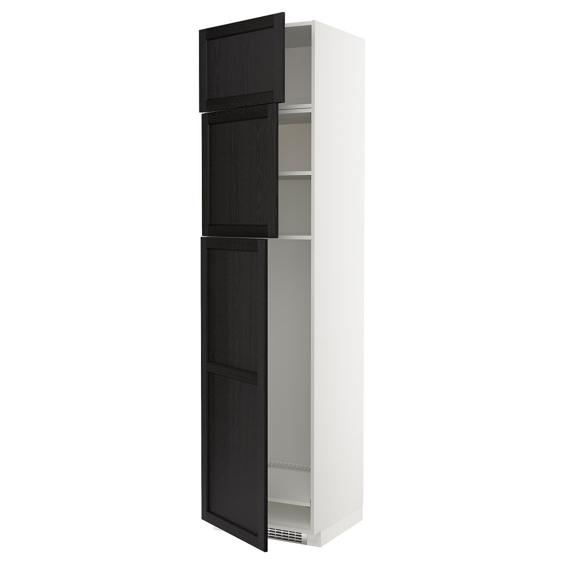 IKEA METOD МЕТОД Высокий шкаф для холодильника с 3 дверями, белый / Lerhyttan черная морилка, 60x60x240 см 49462607 | 494.626.07