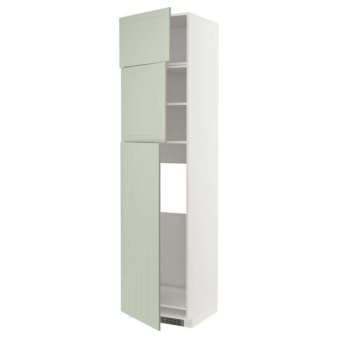 IKEA METOD МЕТОД Высокий шкаф для холодильника с 3 дверями, белый / Stensund светло-зеленый, 60x60x240 см 59487382 | 594.873.82