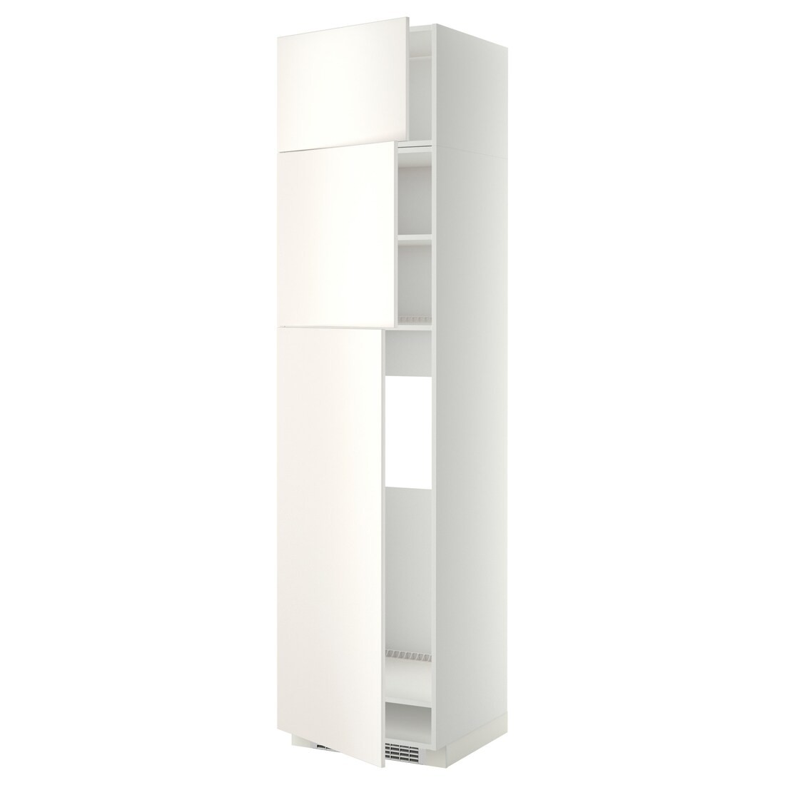 IKEA METOD МЕТОД Высокий шкаф для холодильника с 3 дверями, белый / Veddinge белый, 60x60x240 см 99454214 | 994.542.14