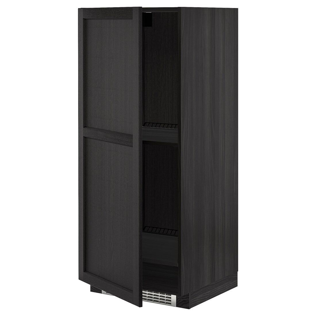 IKEA METOD МЕТОД Высокий шкаф для холодильника / морозильника, черный / Lerhyttan черная морилка, 60x60x140 см 69260745 | 692.607.45