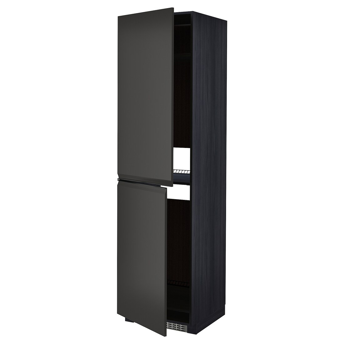 IKEA METOD МЕТОД Высокий шкаф для холодильника / морозильника, черный / Upplöv матовый антрацит, 60x60x220 см 89495432 | 894.954.32
