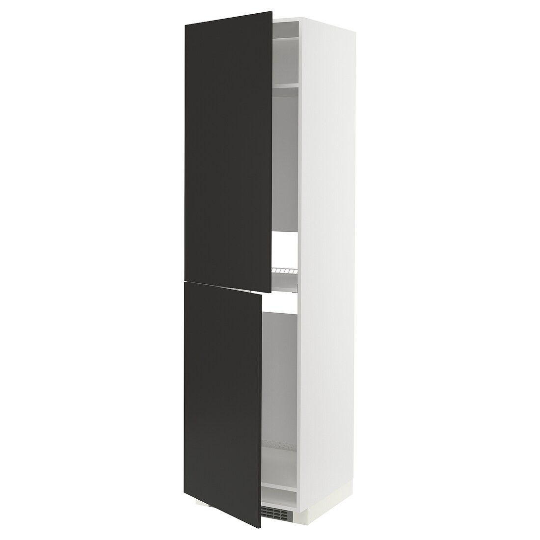 IKEA METOD МЕТОД Высокий шкаф для холодильника / морозильника, белый / Nickebo матовый антрацит, 60x60x220 см 59499078 594.990.78